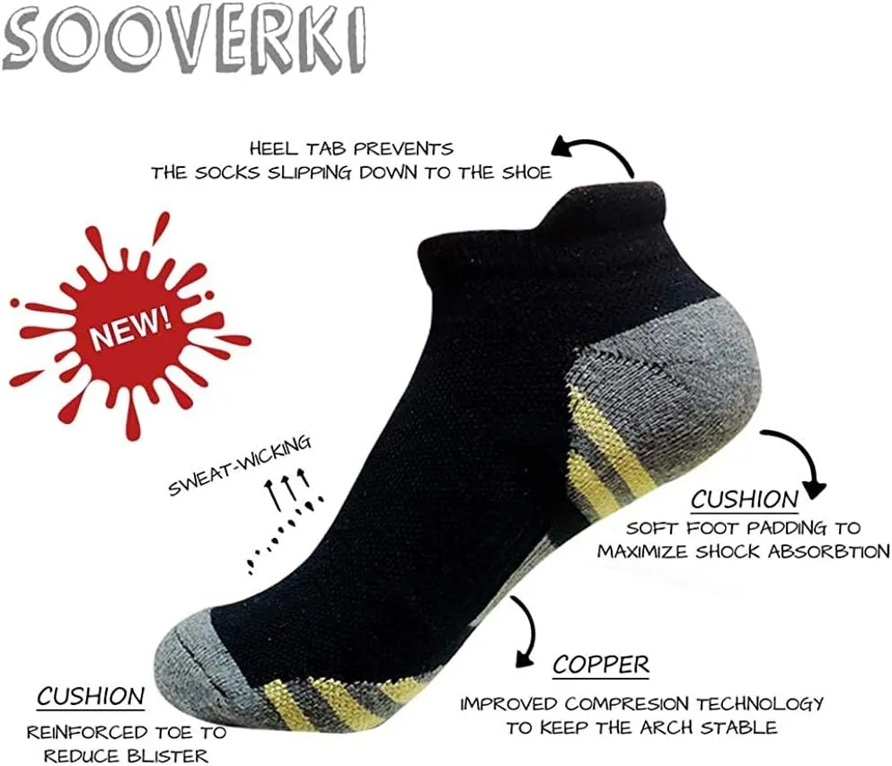 Copper Compression Socks Women and Men 6 Pairs - Circulation Arch Support Plantar Fasciitis Running Ankle Socks