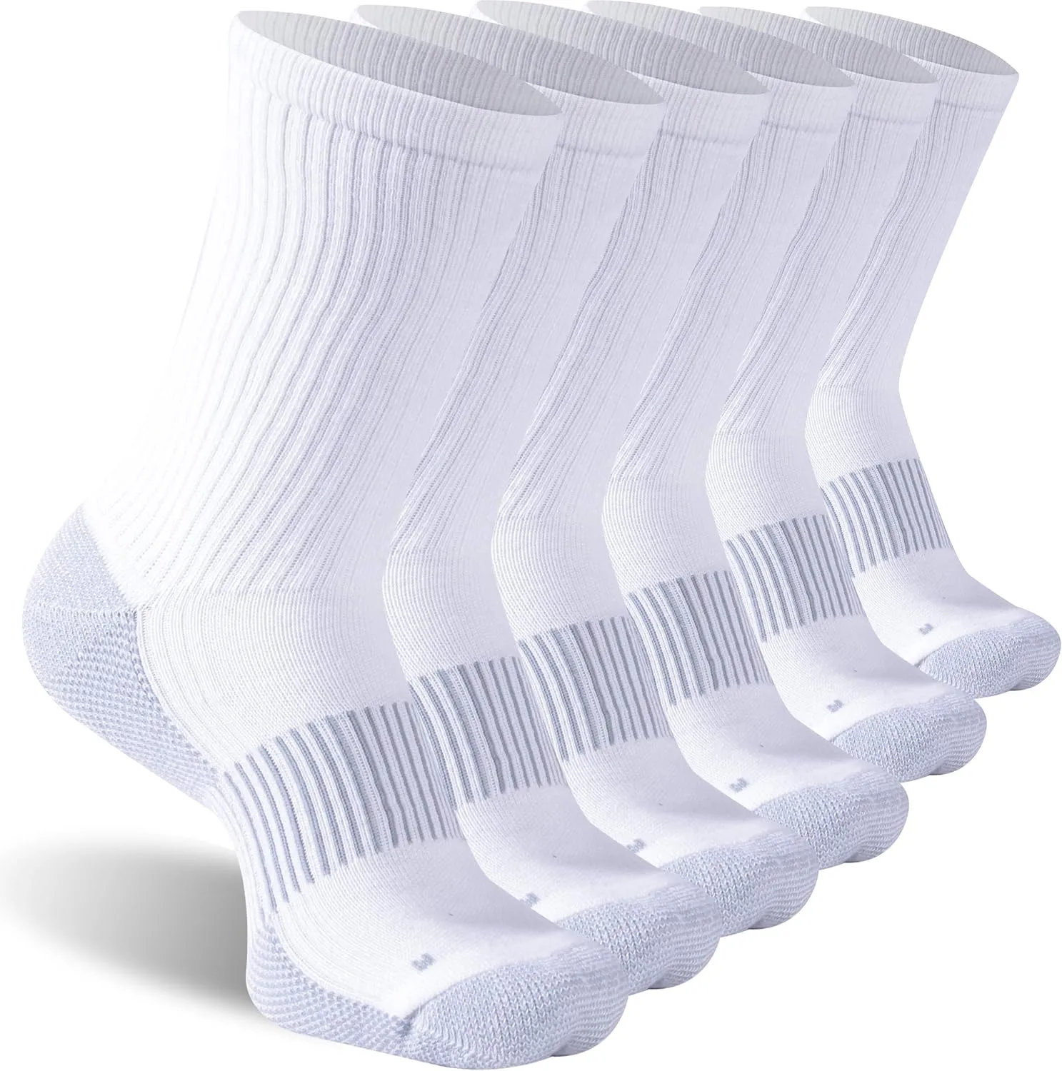 Copper Hiking Socks, Unisex Crew Cushioned Sole Arch Support Golf Running Compression Socks 6 Pairs