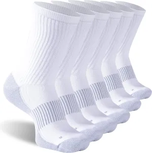 Copper Hiking Socks, Unisex Crew Cushioned Sole Arch Support Golf Running Compression Socks 6 Pairs