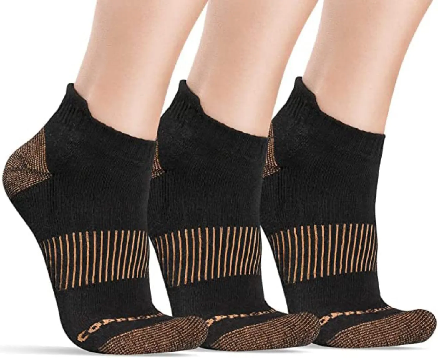 CopperJoint Black Ankle Compression Socks for Women- Breathable Copper Compression Socks Men, Low Cut Sock With Arch Support