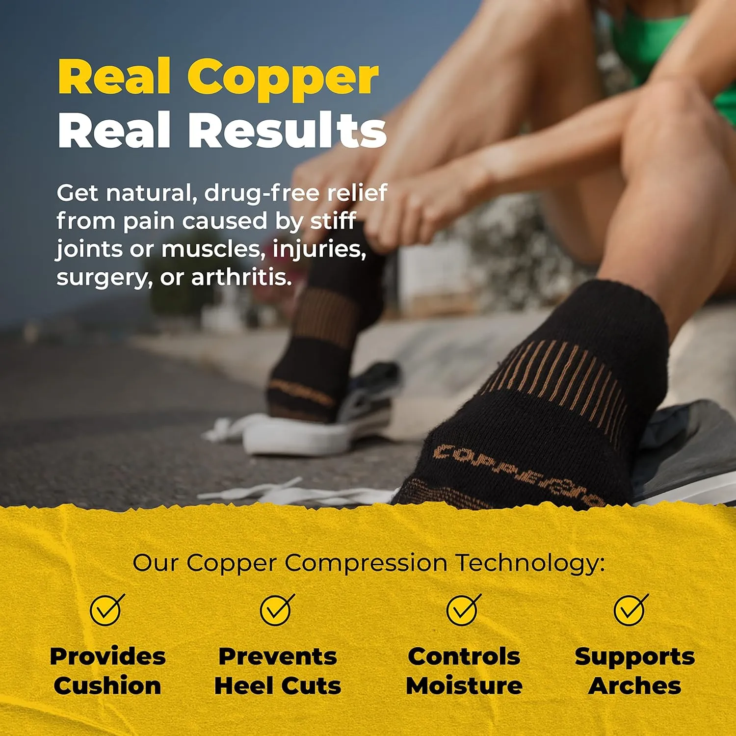 CopperJoint Black Ankle Compression Socks for Women- Breathable Copper Compression Socks Men, Low Cut Sock With Arch Support