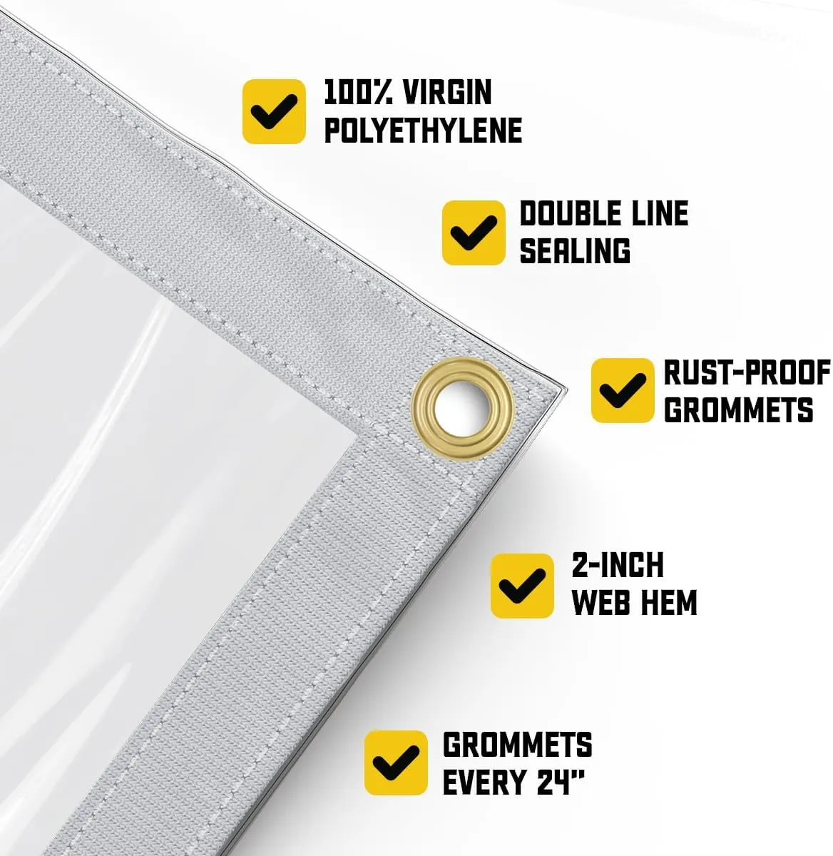Core Tarps 20 Mil Extreme Heavy Duty Clear Tarp with Gromments - 7x9ft Super Clear Tarps Heavy Duty Waterproof Vinyl Tarpaulin, Transparent Tarp for Outdoor, Camping & Construction, Clear