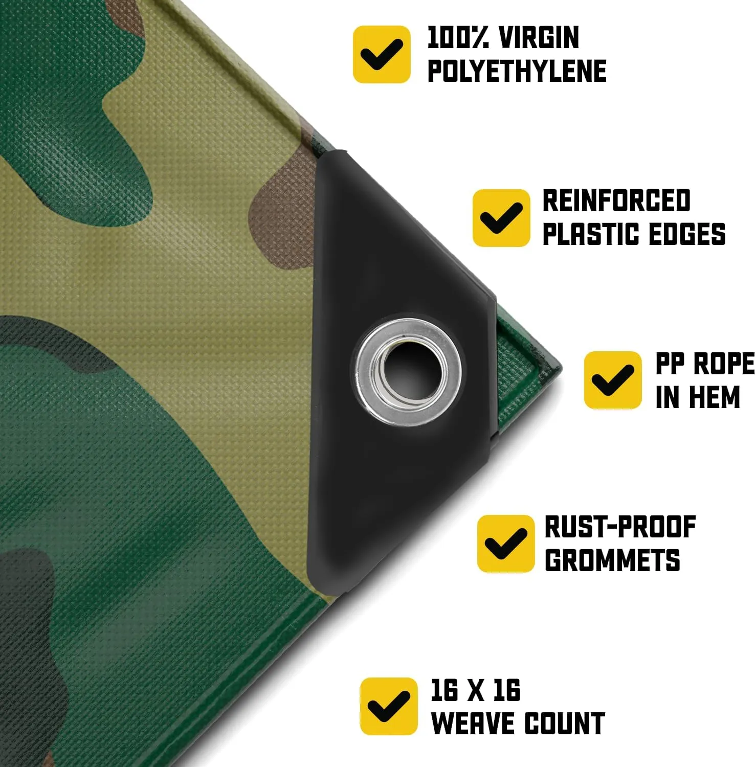 Core Tarps Extreme Heavy Duty 20 Mil Tarp Cover, Waterproof, UV Resistant, Rip and Tear Proof, Poly Tarpaulin with Reinforced Edges for Roof, Camping, Patio, Pool, Boat (Camouflage/Green 12′ X 25′)