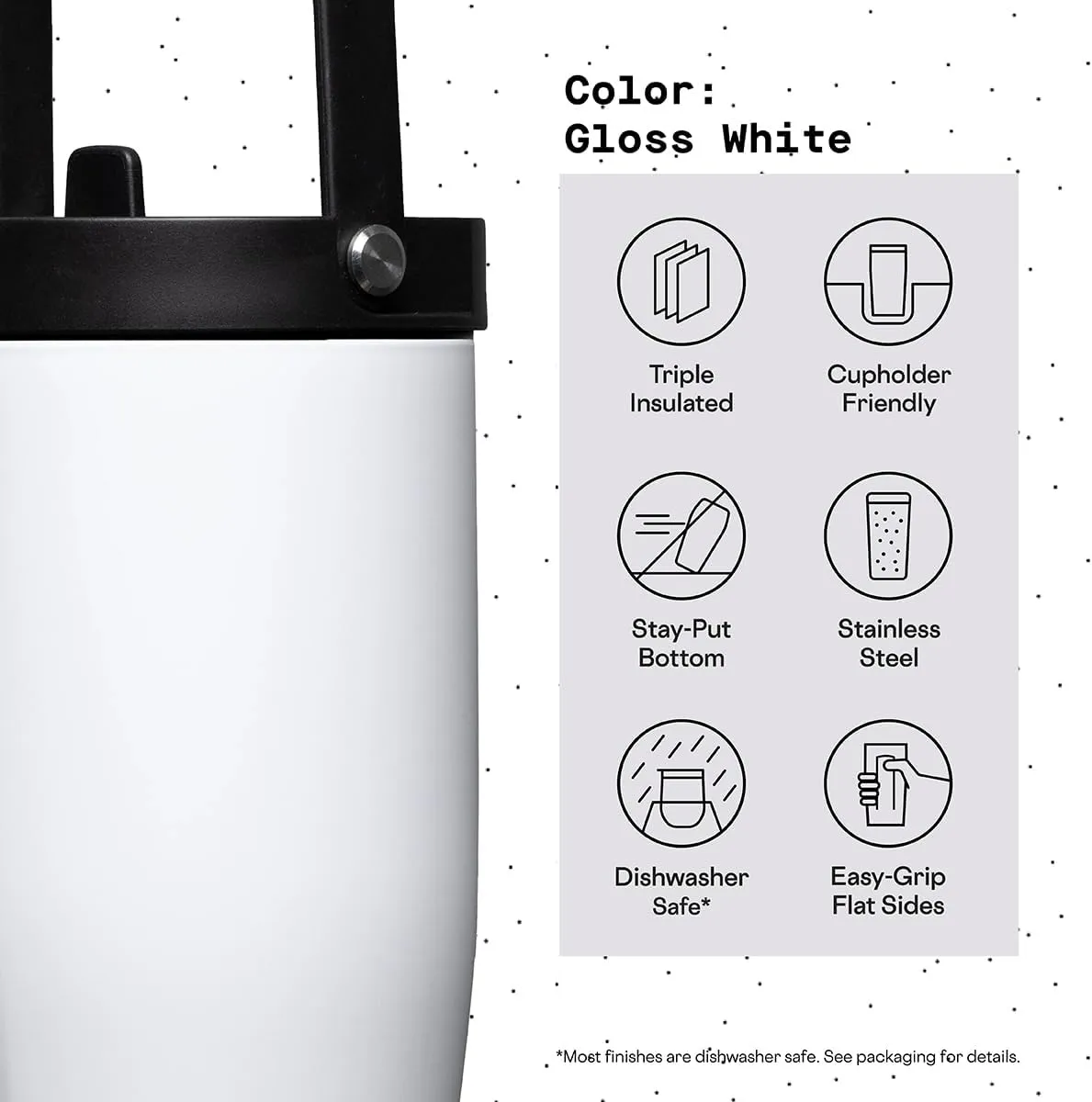 Corkcicle Go Cup XL Insulated Tumbler with Lid and Straw, Gloss White, 30 oz – Reusable Water Bottle Keeps Beverages Cold for 12hrs – Cupholder Friendly Tumbler, Leak-Proof Design