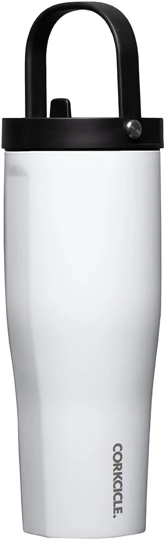 Corkcicle Go Cup XL Insulated Tumbler with Lid and Straw, Gloss White, 30 oz – Reusable Water Bottle Keeps Beverages Cold for 12hrs – Cupholder Friendly Tumbler, Leak-Proof Design