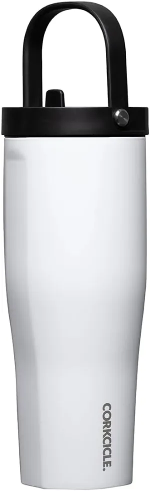 Corkcicle Go Cup XL Insulated Tumbler with Lid and Straw, Gloss White, 30 oz – Reusable Water Bottle Keeps Beverages Cold for 12hrs – Cupholder Friendly Tumbler, Leak-Proof Design