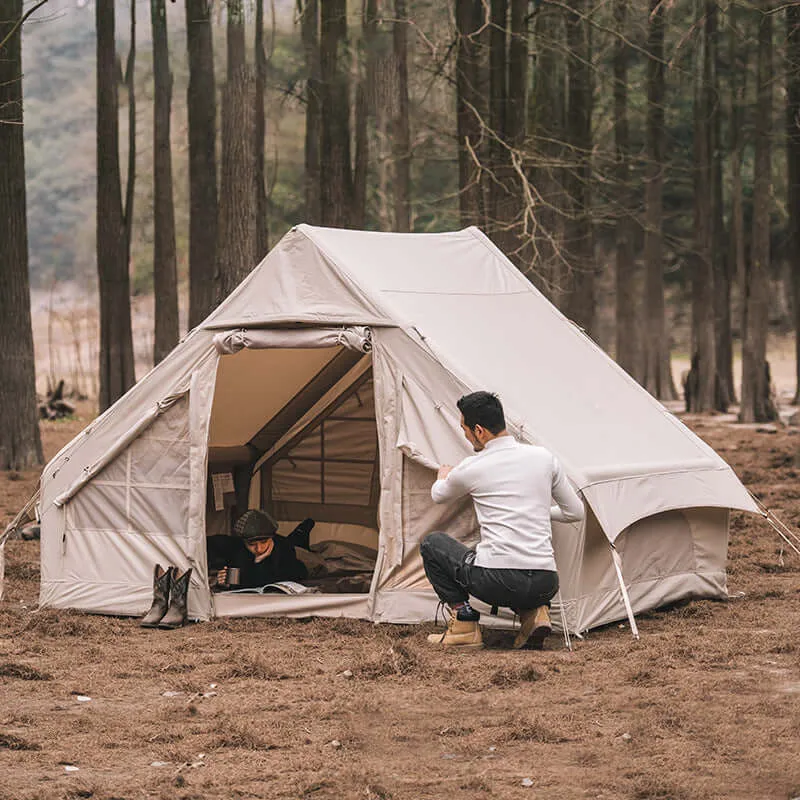 Cotton Inflatable Tent - 3-4 Person Waterproof Outdoor Camping Shelter