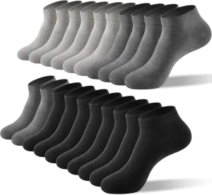 Cotton Low Cut Athletic Socks 8/10 Pack - Breathable Running Gym Daily, Moisture Wicking Comfort Fit Black