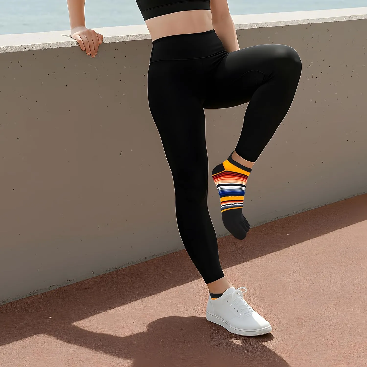 CottonToe Socks for Women Men Ankle Athletic Running Rainbow Five Finger Socks Anti-Blister Breathable