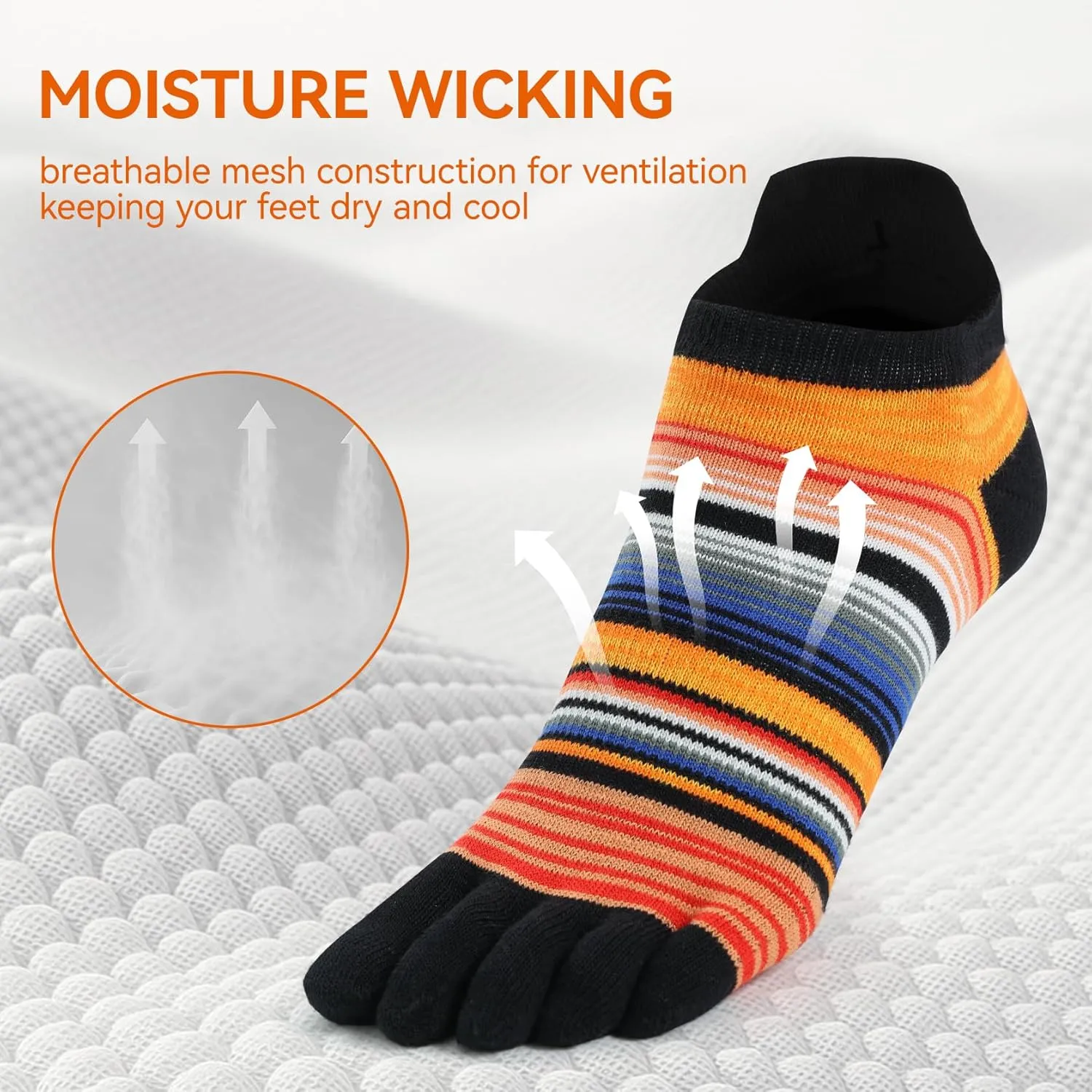 CottonToe Socks for Women Men Ankle Athletic Running Rainbow Five Finger Socks Anti-Blister Breathable