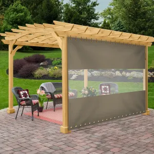 Covers & All Outdoor Clear Panel Curtain, 12 oz Vinyl Outdor Curtains for Patio, Waterproof & Weather Resistant Tarp with Brass Grommets for Pergola, Porch, Gazebos, Balcony (13'H x 10'W feet, Beige)