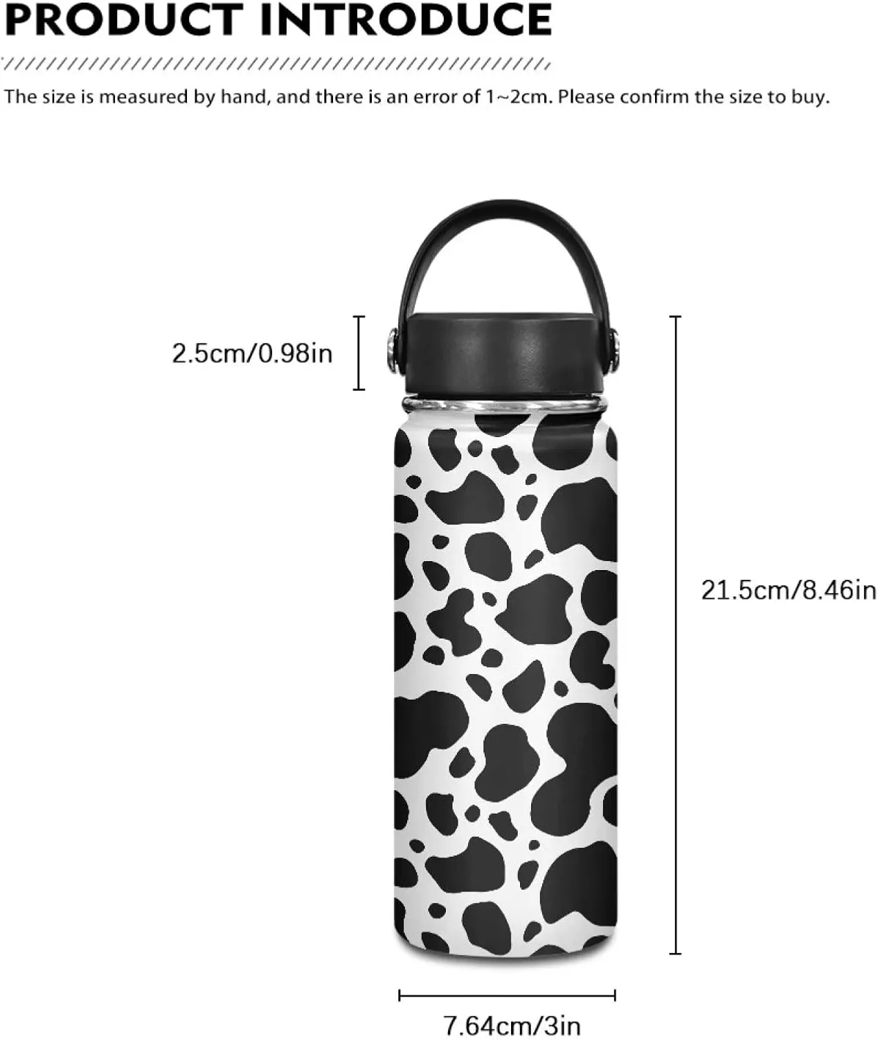 Cow Grain Vacuum Insulated Stainless Steel Water Bottle for Hot and Cold Drinks Stainless Steel Sports Automotive Travel Bottle for Outdoor Sports