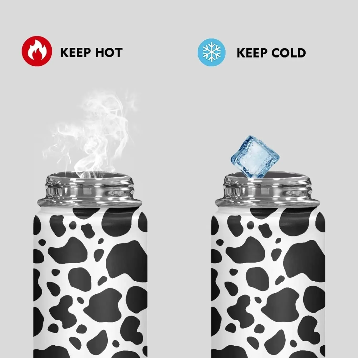 Cow Grain Vacuum Insulated Stainless Steel Water Bottle for Hot and Cold Drinks Stainless Steel Sports Automotive Travel Bottle for Outdoor Sports