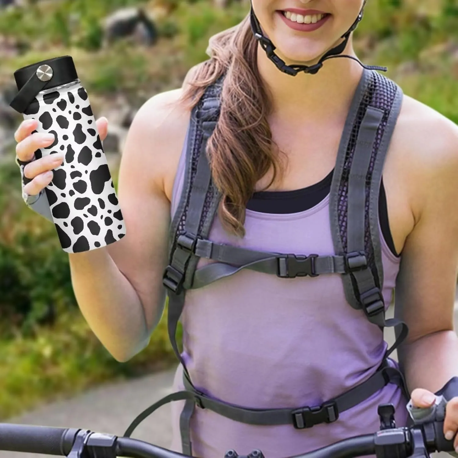 Cow Grain Vacuum Insulated Stainless Steel Water Bottle for Hot and Cold Drinks Stainless Steel Sports Automotive Travel Bottle for Outdoor Sports