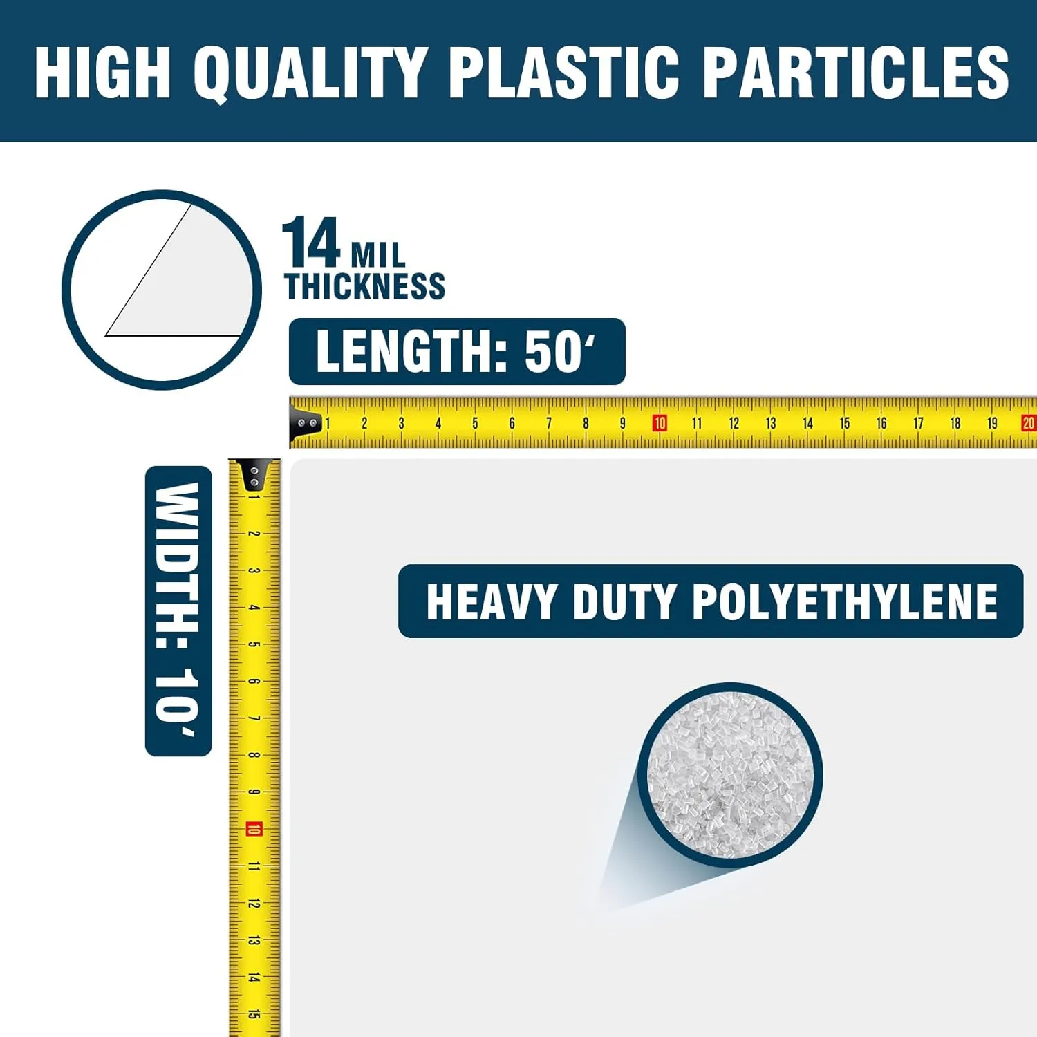 Crawl Space Vapor Barrier, 14 Mil Vapor Barrier, 10'x50', Plastic Drop Cloth Covering for Crawlspace Encapsulation, Thick Plastic Sheeting, Black and White Panda Film