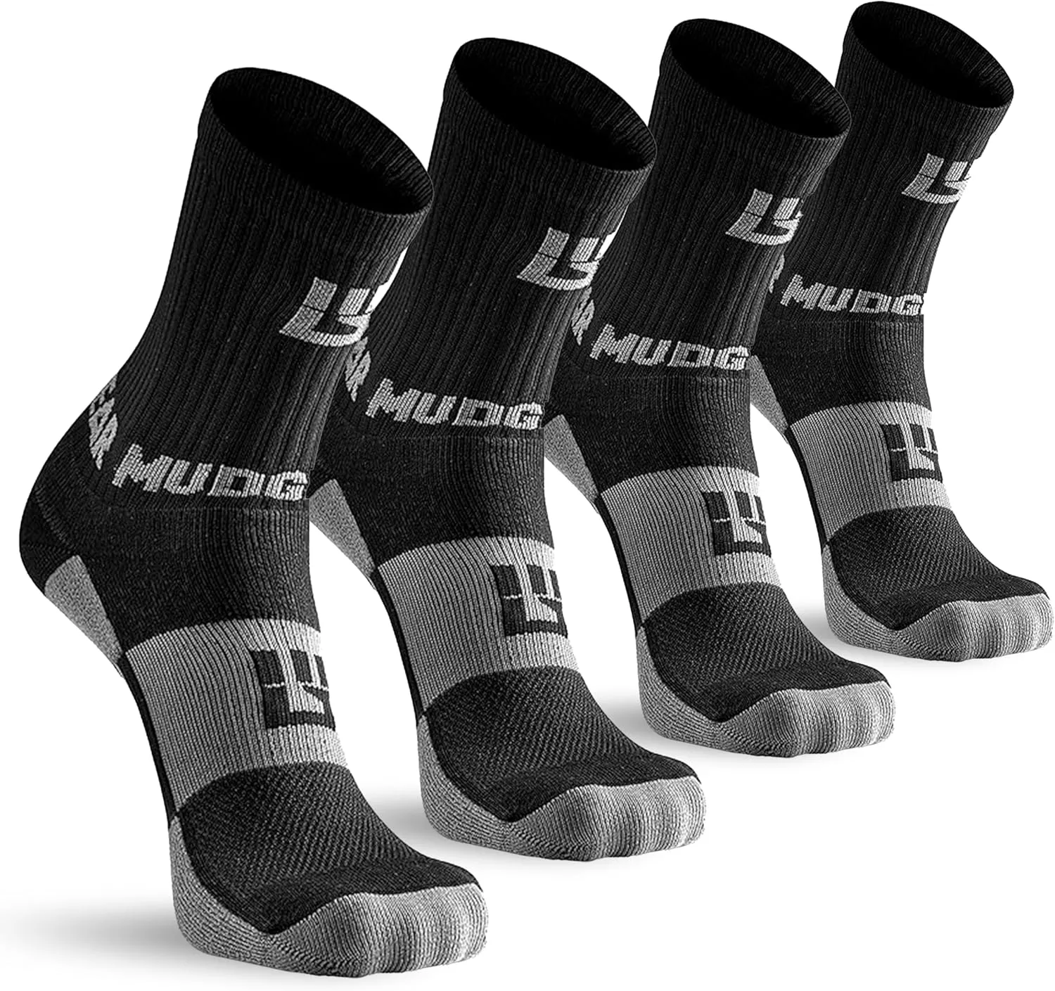 Crew Length Hiking Socks - Mid-Calf Trekking Socks - Non-Wool Wilderness Hiking Socks - Men and Women - 2-Pack