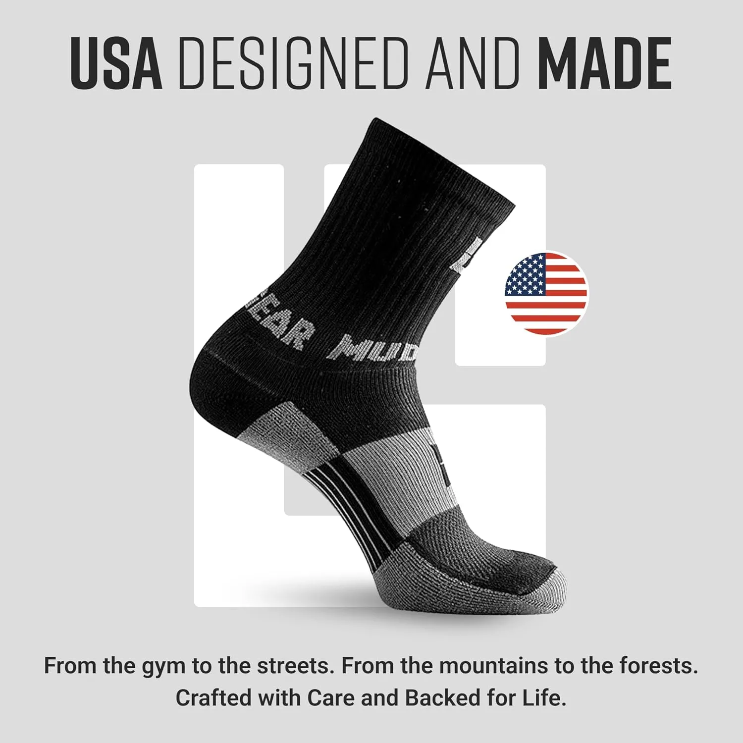Crew Length Hiking Socks - Mid-Calf Trekking Socks - Non-Wool Wilderness Hiking Socks - Men and Women - 2-Pack