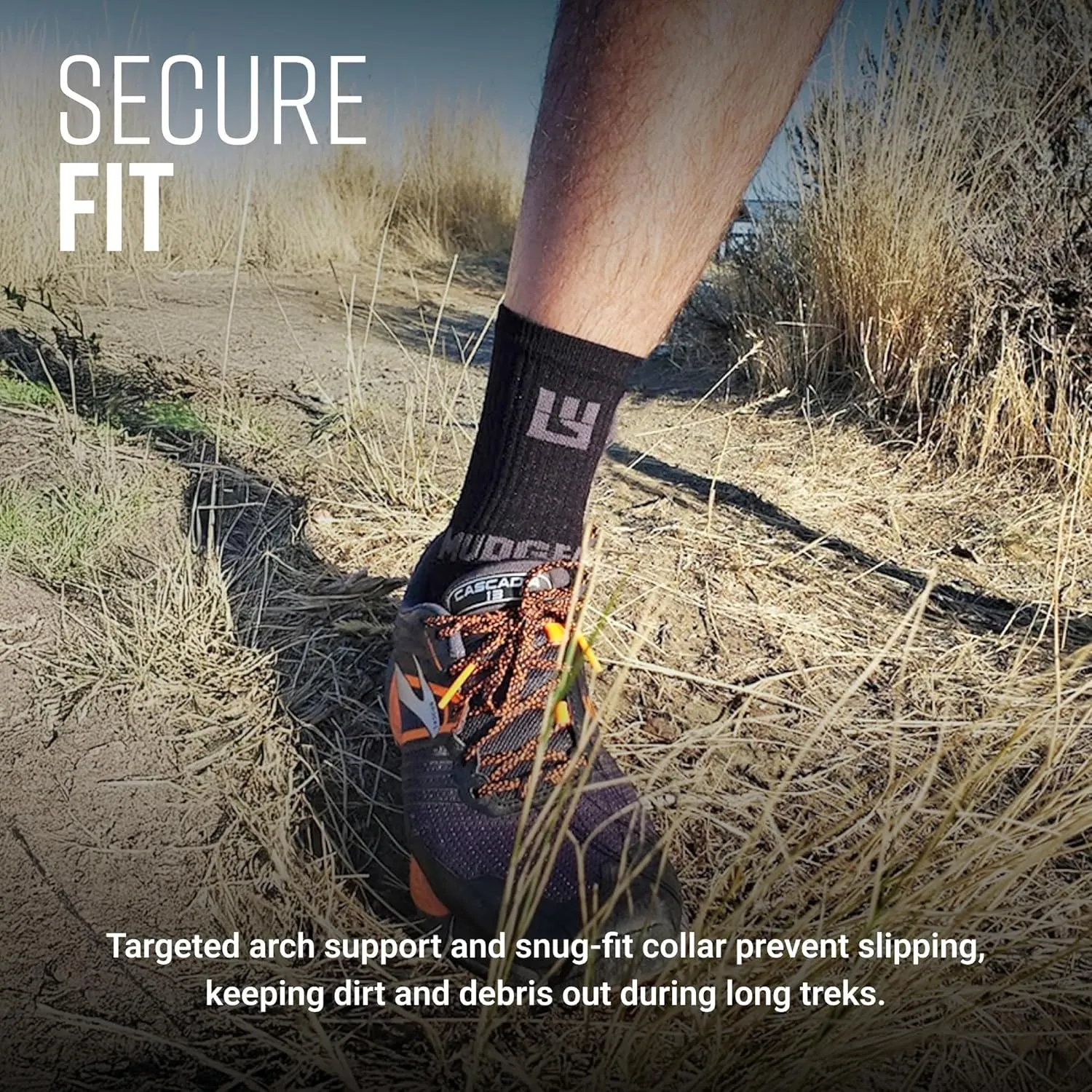 Crew Length Hiking Socks - Mid-Calf Trekking Socks - Non-Wool Wilderness Hiking Socks - Men and Women - 2-Pack