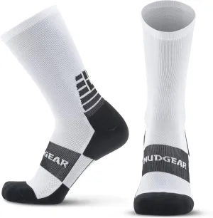 Crew Length Hiking Socks - Non-Wool Cushioned Hiking Trekking Socks for Women and Men - Mid-Calf Cold Weather Socks for Outdoor Sports as Hiking, Running, Camping etc. (White, Large)