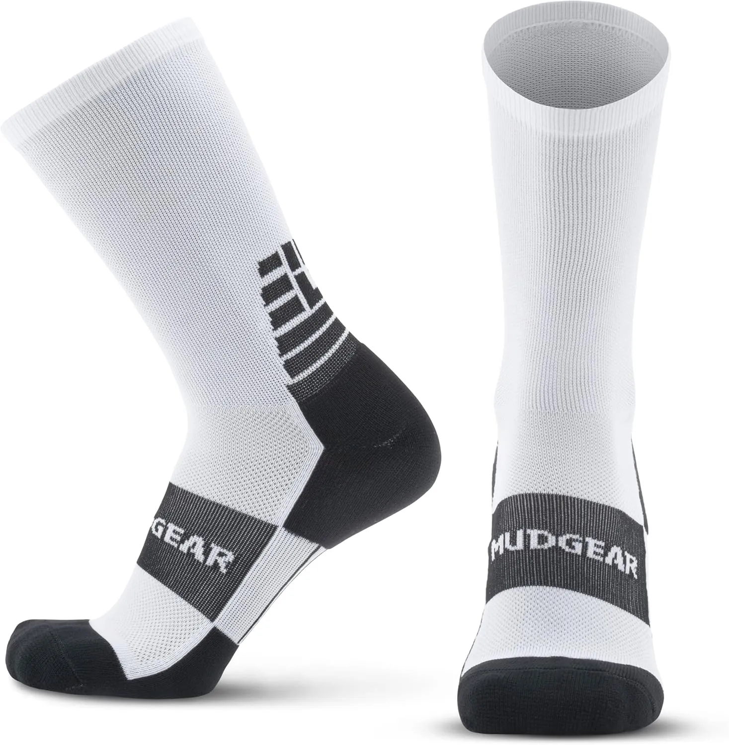 Crew Length Hiking Socks - Non-Wool Cushioned Hiking Trekking Socks for Women and Men - Mid-Calf Cold Weather Socks for Outdoor Sports as Hiking, Running, Camping (White, Medium)