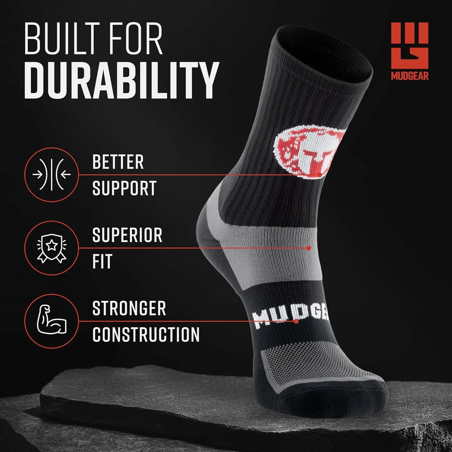 Crew Length Trail Running Socks, Quick-Drying Mid-Calf Socks with Arch Support, Sweat-Resistant, Breathable Athletic Socks
