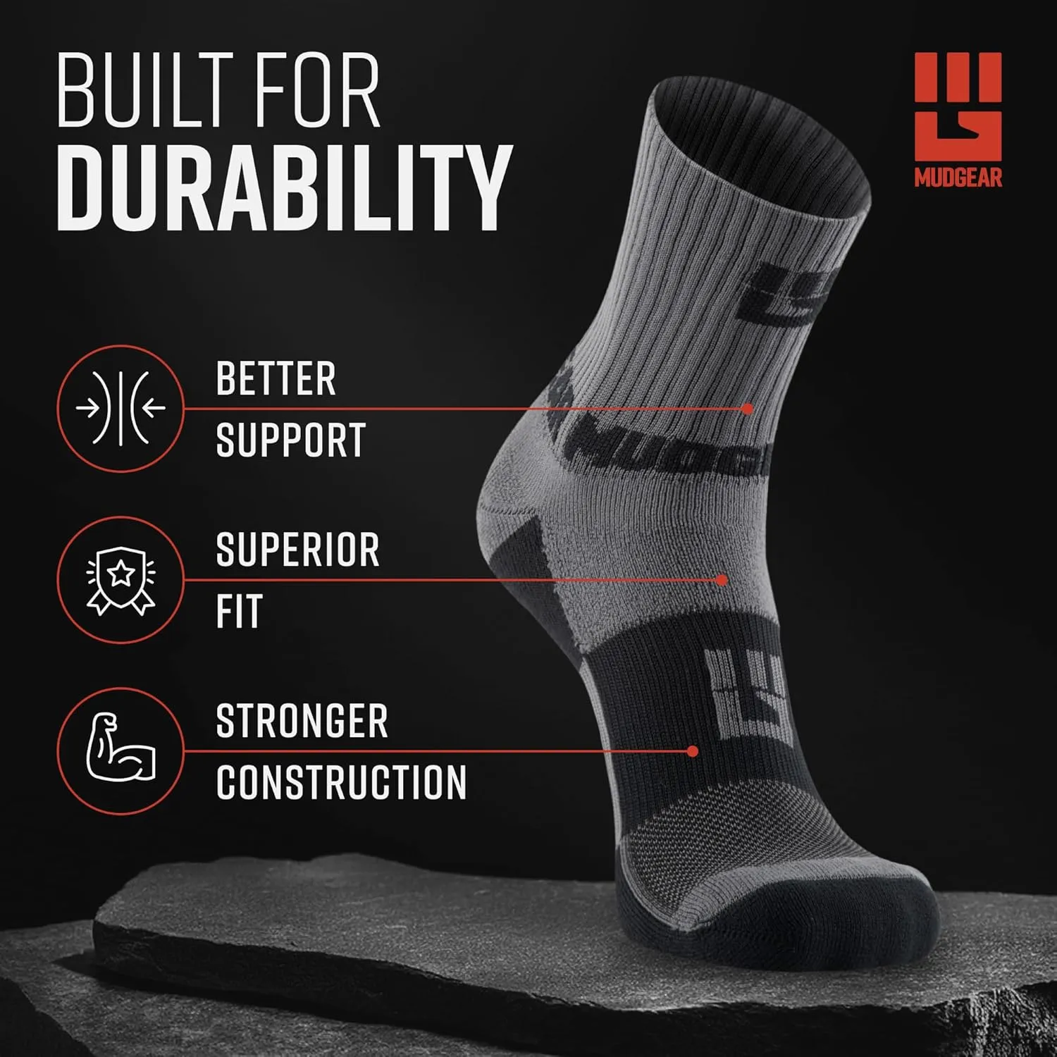 Crew Length Trail Running Socks, Quick-Drying Mid-Calf Socks with Arch Support, Sweat-Resistant, Breathable Athletic Socks
