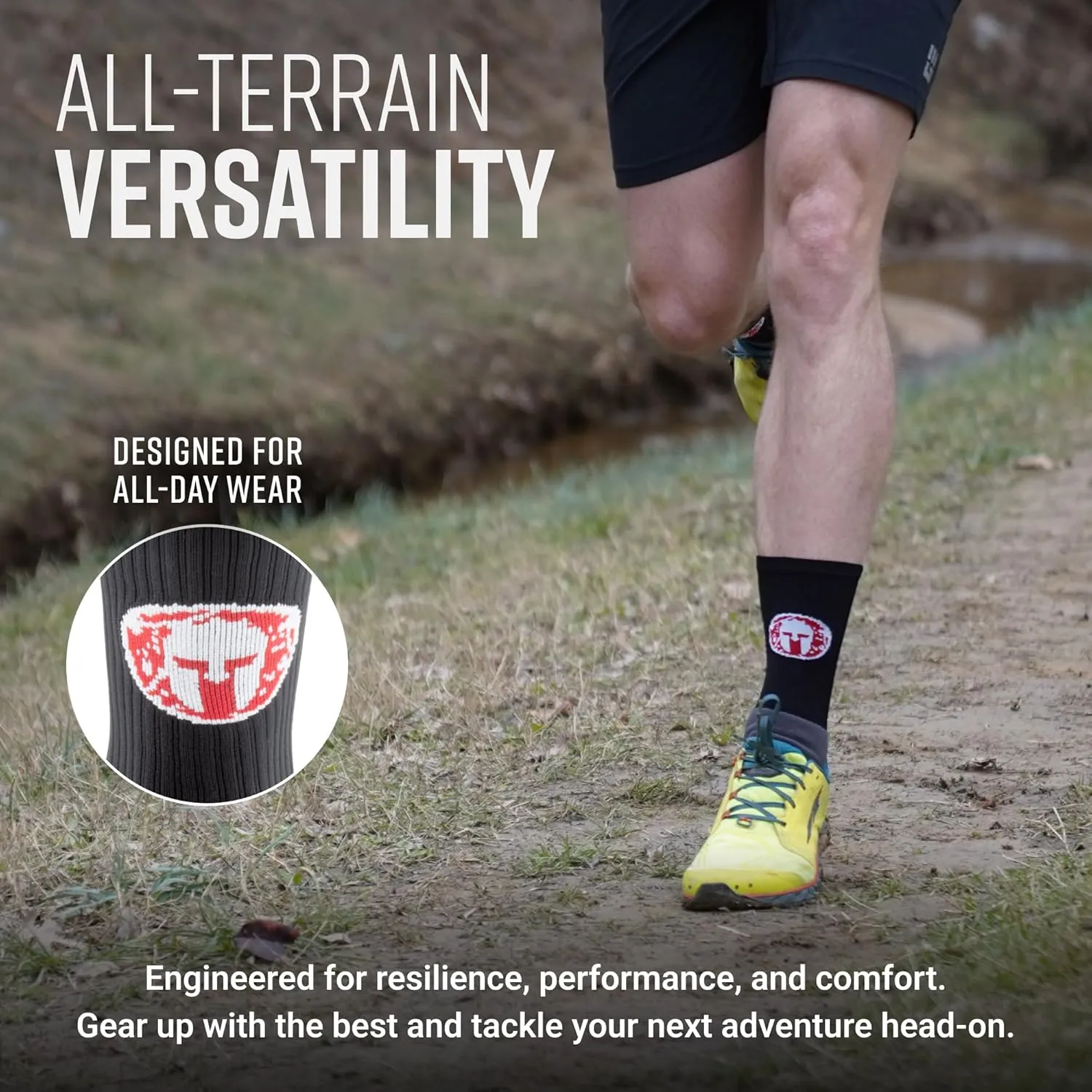 Crew Length Trail Running Socks, Quick-Drying Mid-Calf Socks with Arch Support, Sweat-Resistant, Breathable Athletic Socks