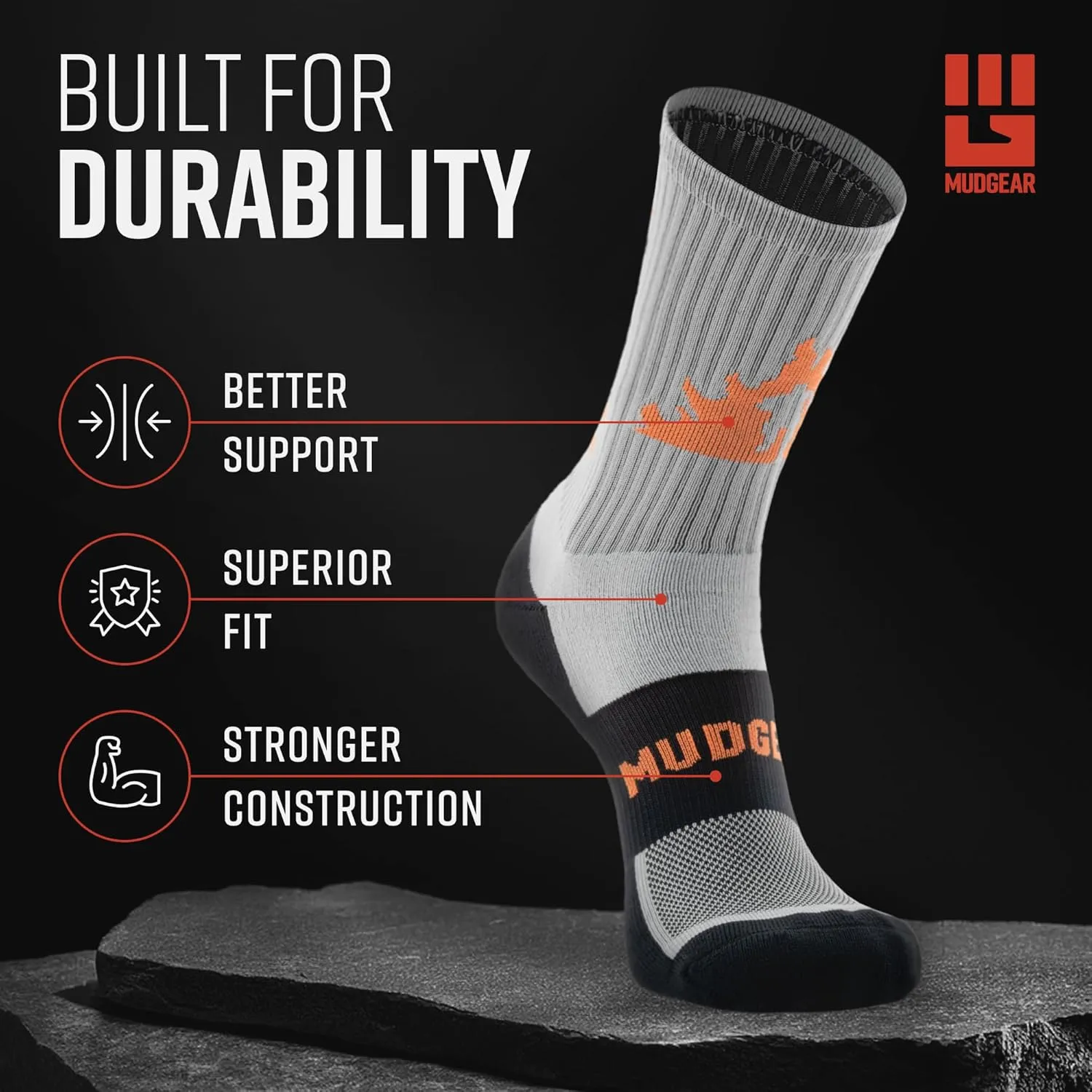 Crew Length Trail Running Socks, Quick-Drying Mid-Calf Socks with Arch Support, Sweat-Resistant, Breathable Athletic Socks