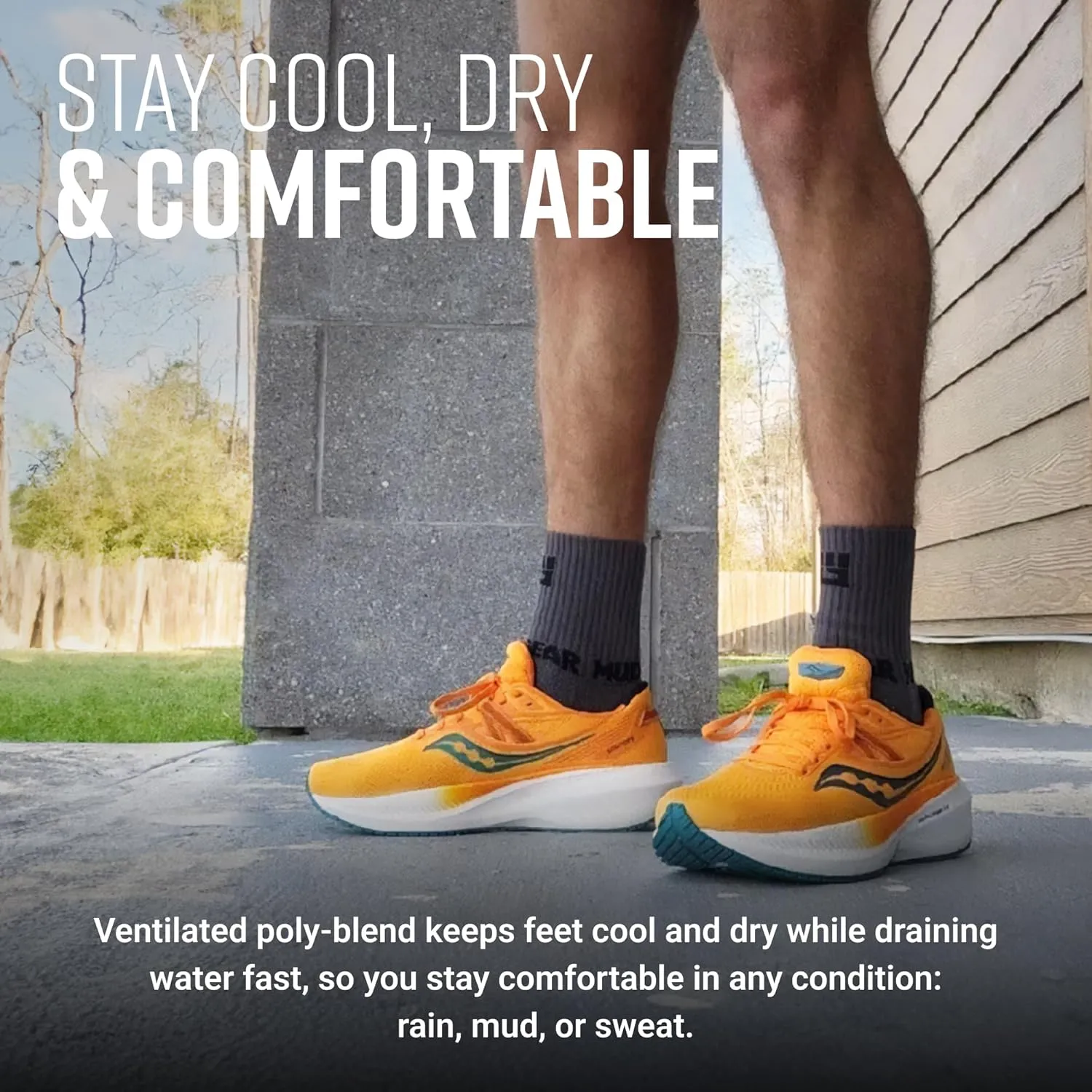 Crew Length Trail Running Socks, Quick-Drying Mid-Calf Socks with Arch Support, Sweat-Resistant, Breathable Athletic Socks