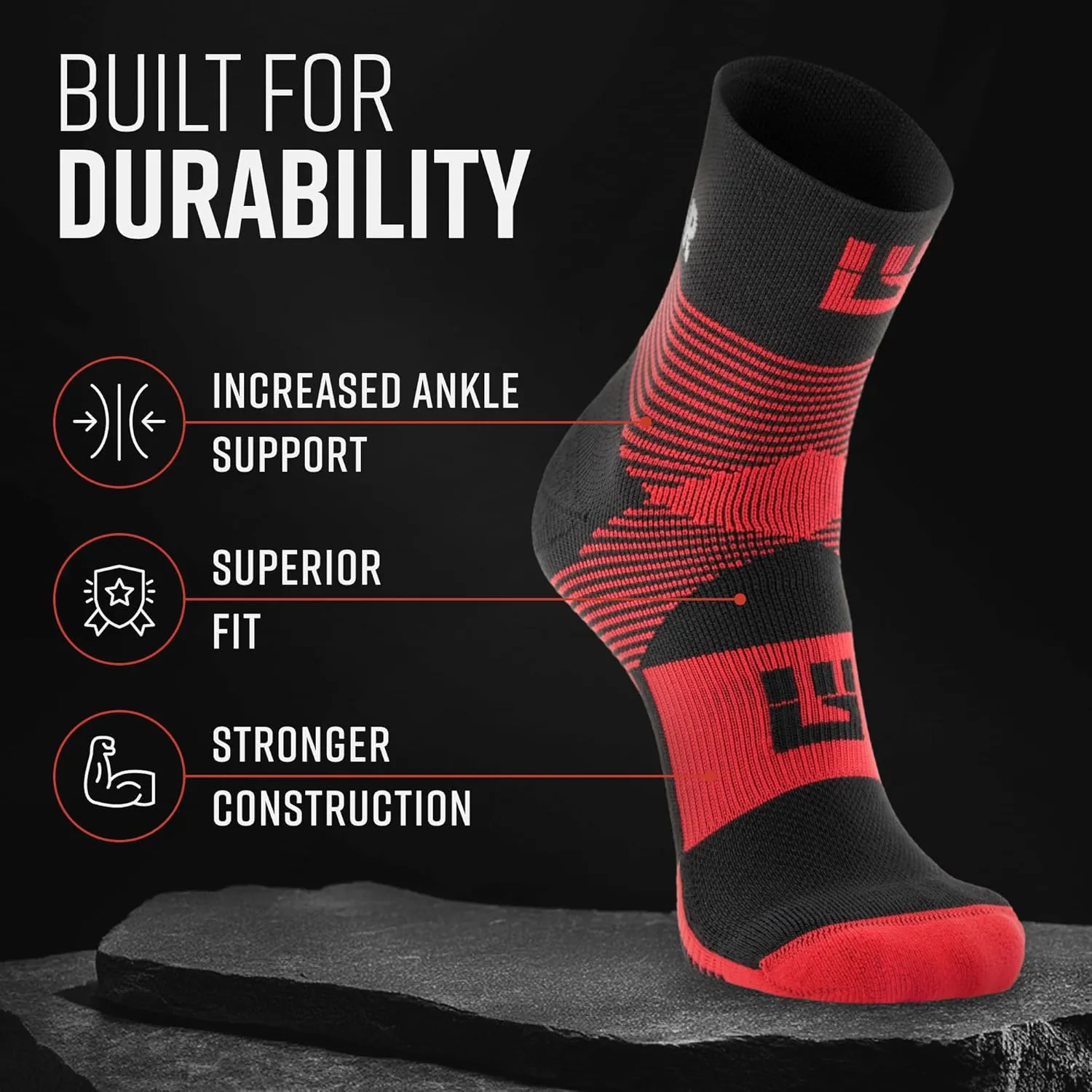 Crew Length Trail Running Socks, Quick-Drying Mid-Calf Socks with Arch Support, Sweat-Resistant, Breathable Athletic Socks