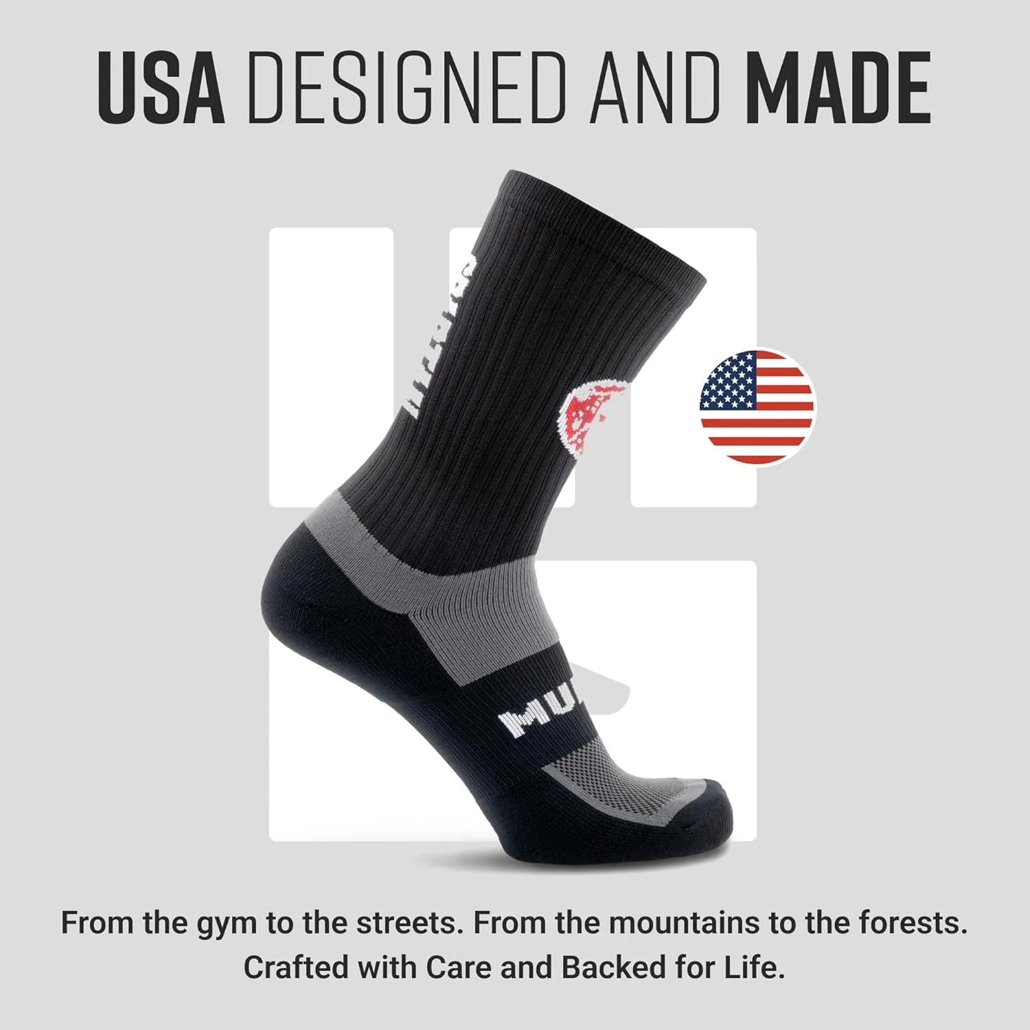 Crew Length Trail Running Socks, Quick-Drying Mid-Calf Socks with Arch Support, Sweat-Resistant, Breathable Athletic Socks