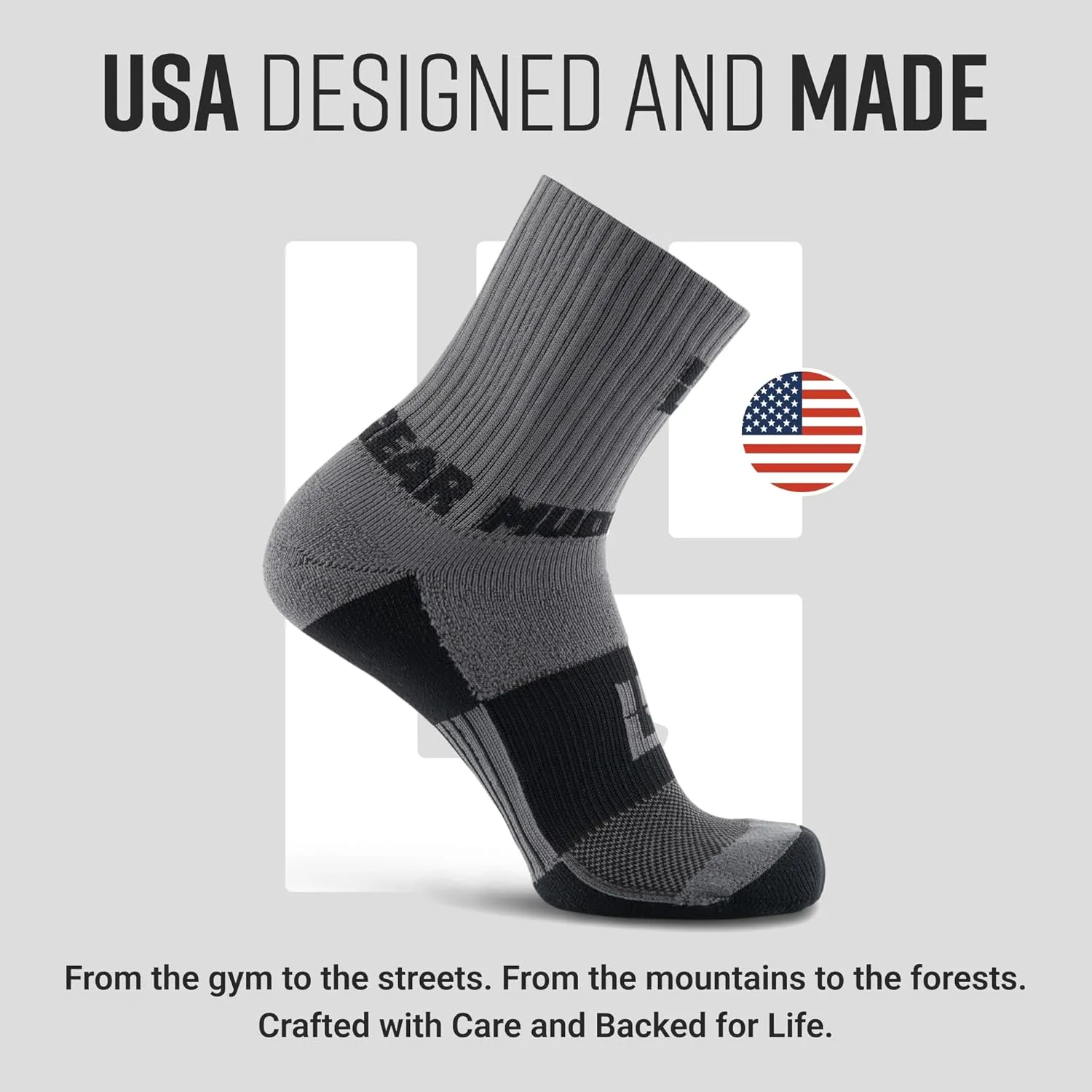 Crew Length Trail Running Socks, Quick-Drying Mid-Calf Socks with Arch Support, Sweat-Resistant, Breathable Athletic Socks
