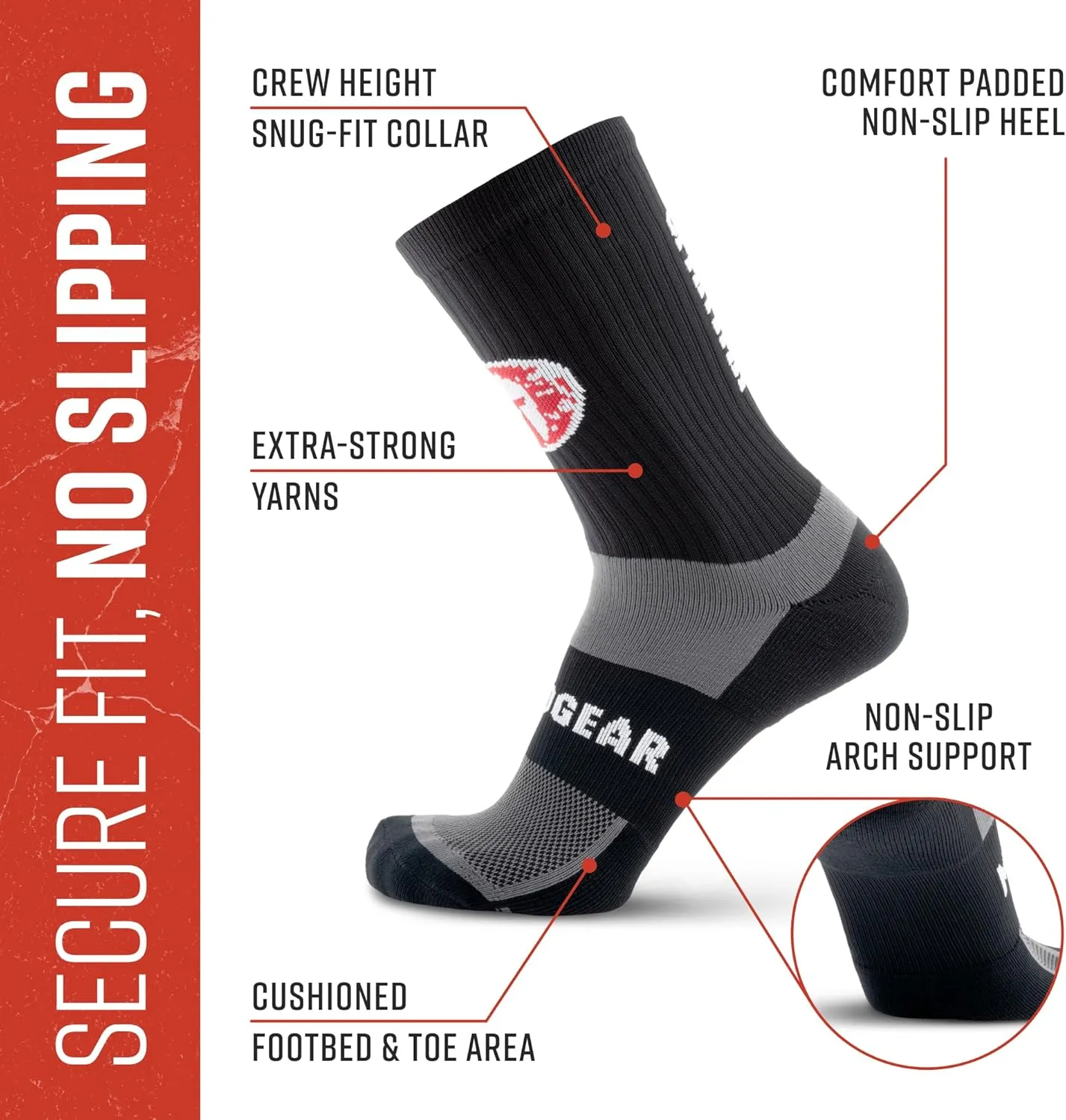 Crew Length Trail Running Socks, Quick-Drying Mid-Calf Socks with Arch Support, Sweat-Resistant, Breathable Athletic Socks