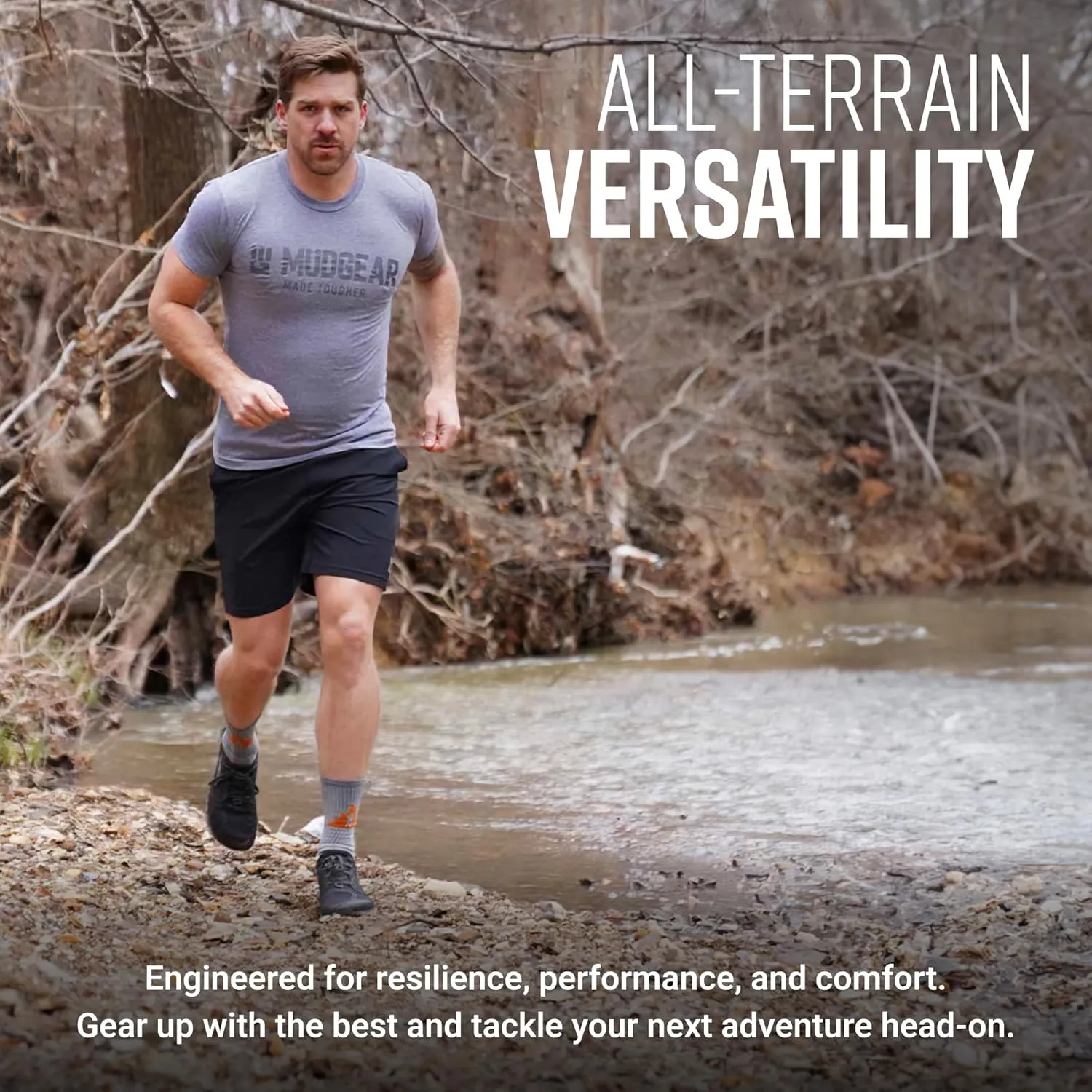 Crew Length Trail Running Socks, Quick-Drying Mid-Calf Socks with Arch Support, Sweat-Resistant, Breathable Athletic Socks
