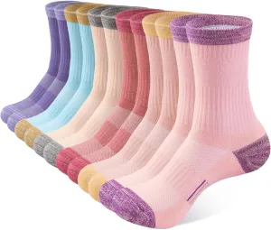 Crew Socks for Women Hiking Athletic Running Walking Cushioned Compression Cotton Socks 6 Pairs