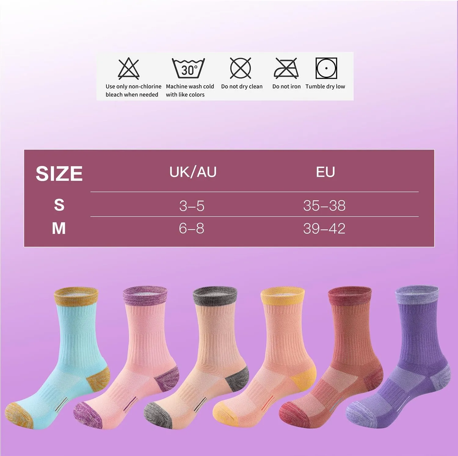 Crew Socks for Women Hiking Athletic Running Walking Cushioned Compression Cotton Socks 6 Pairs