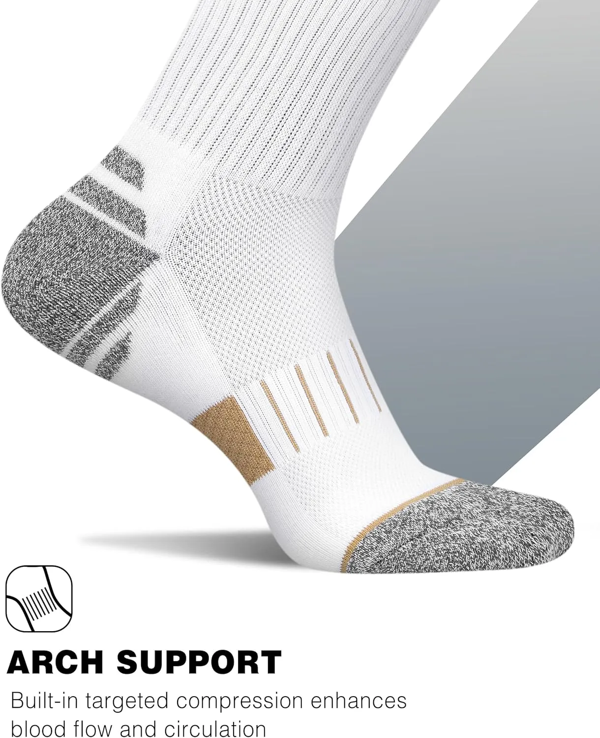 Crew Socks for Women,Athletic Hiking Running Compression Socks with Cushioned Support 3-6 Pairs