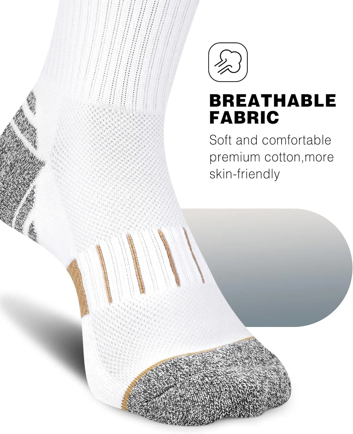 Crew Socks for Women,Athletic Hiking Running Compression Socks with Cushioned Support 3-6 Pairs