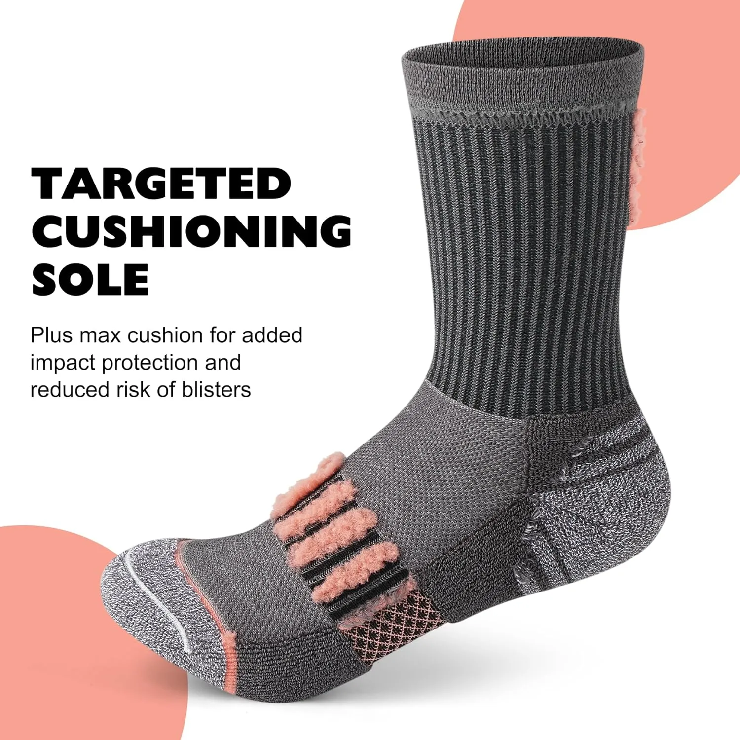 Crew Socks Women 3-6 Pairs: Hiking Athletic Running with Support Cushioned