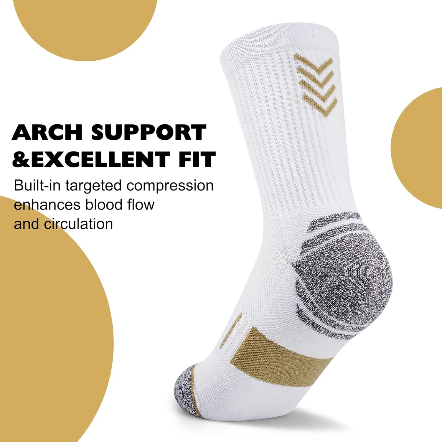 Crew Socks Women 3-6 Pairs: Hiking Athletic Running with Support Cushioned