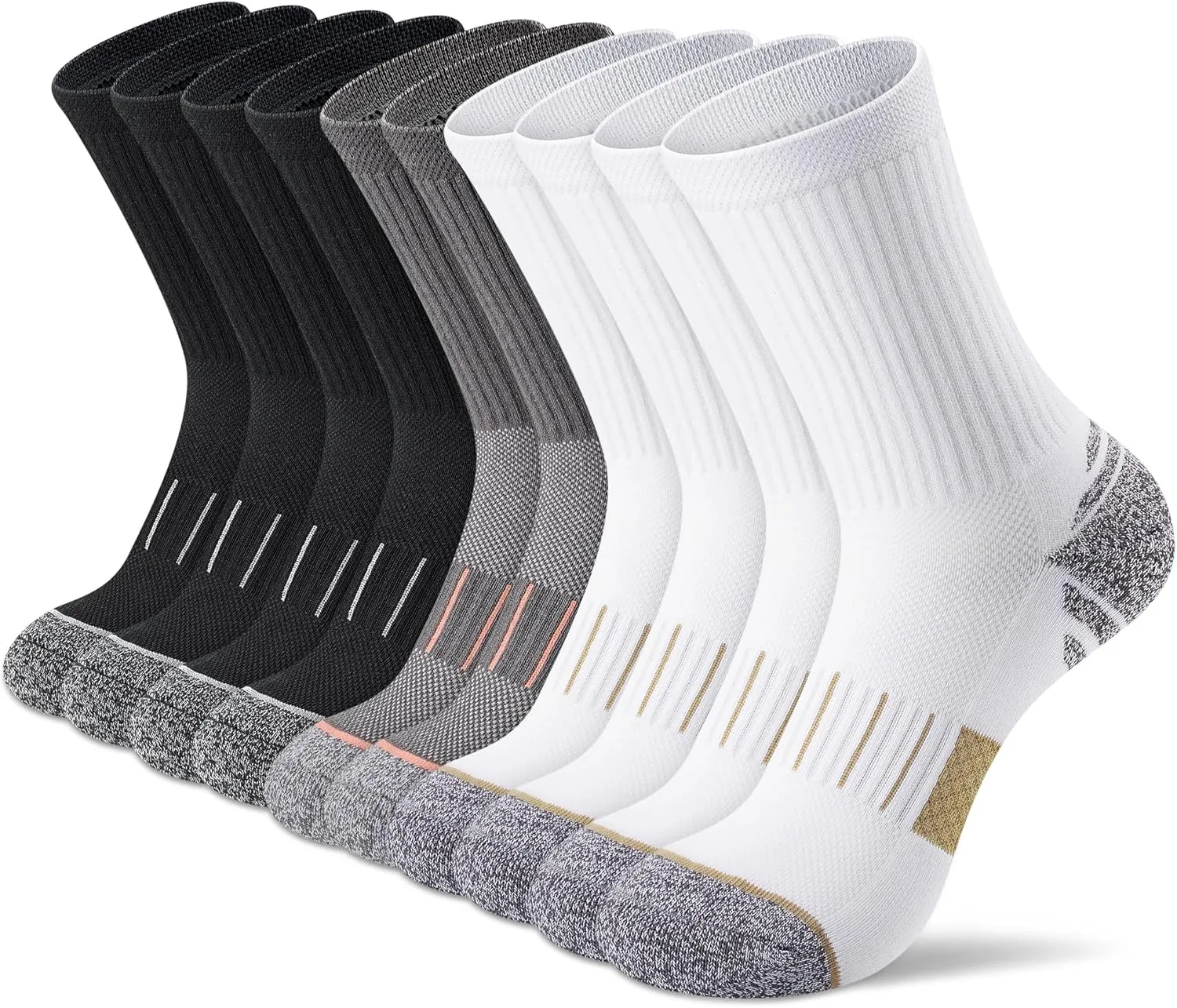 Crew Socks Women 3-6 Pairs: Hiking Athletic Running with Support Cushioned