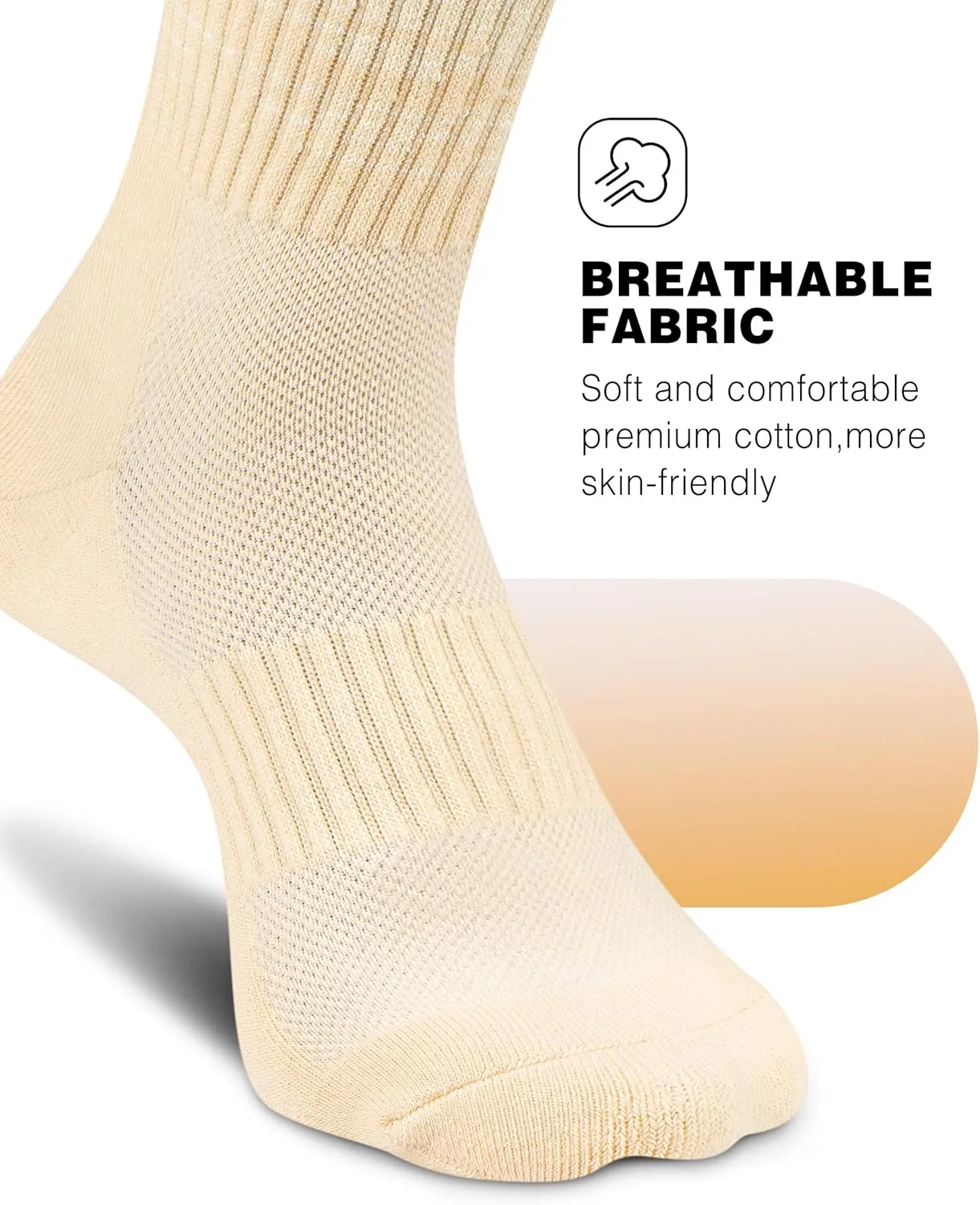 Crew Socks Women 3-6 Pairs: Hiking Athletic Running with Support Cushioned