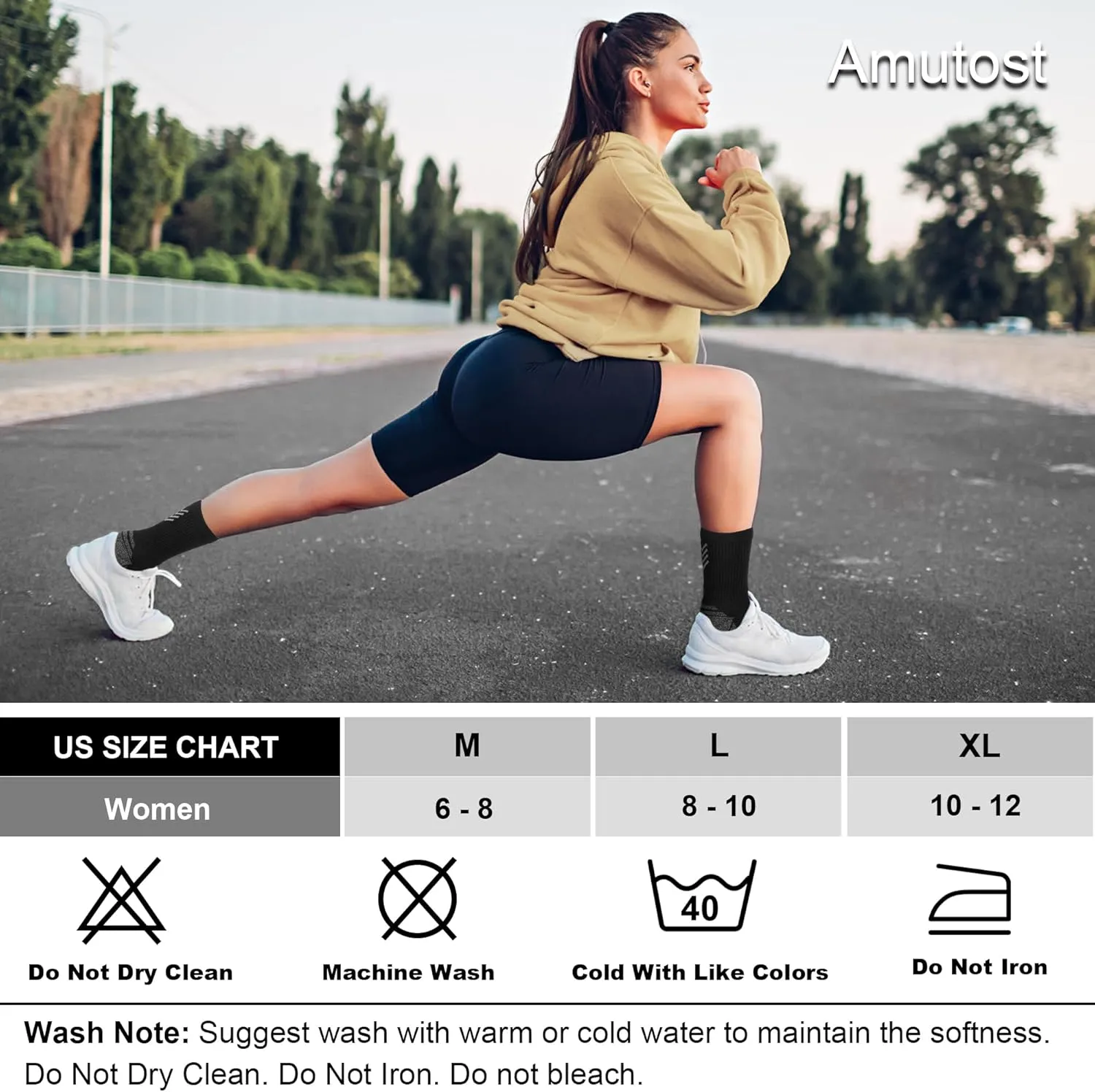 Crew Socks Women 3-6 Pairs: Hiking Athletic Running with Support Cushioned