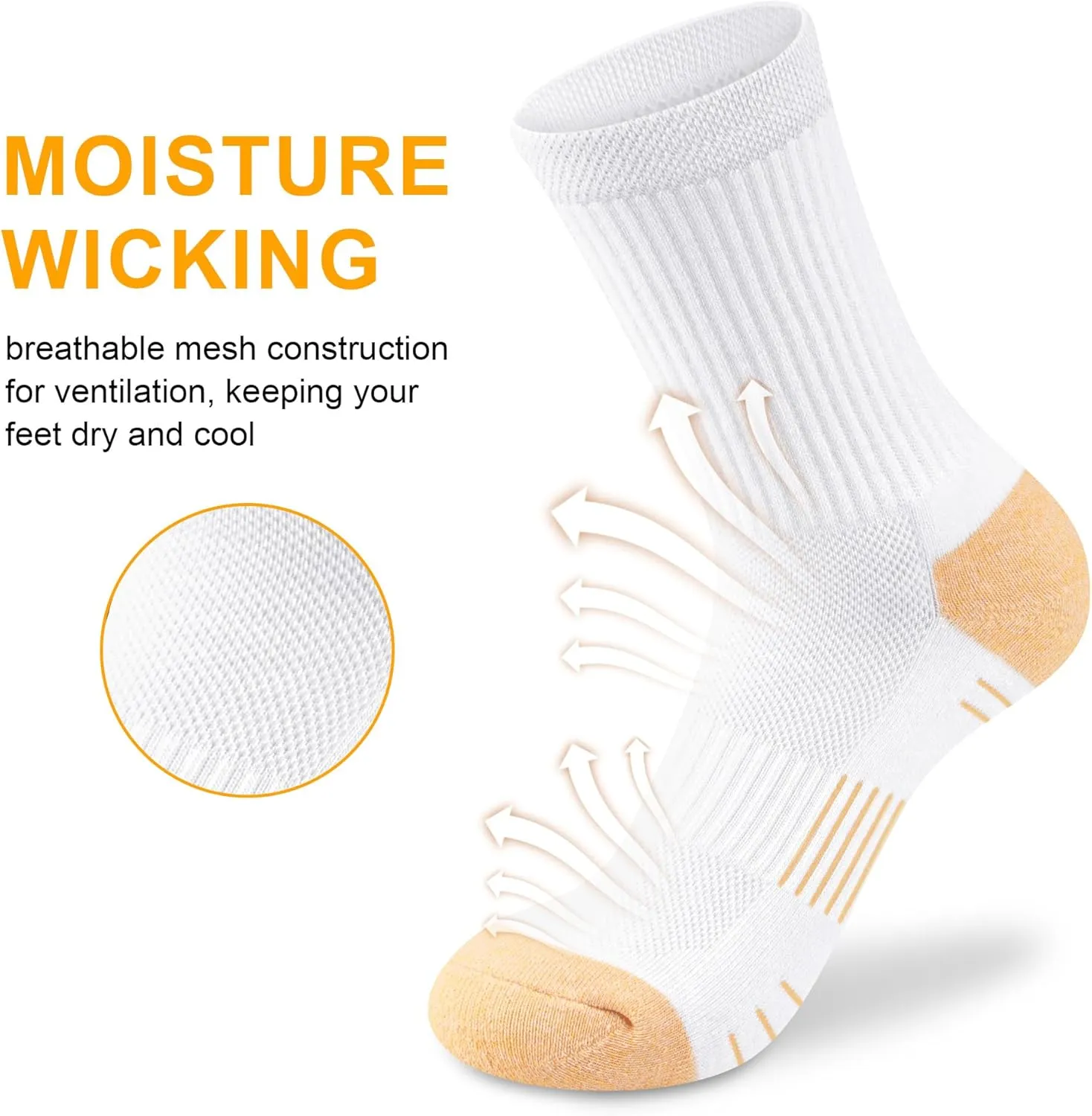 Crew Socks Women Athletic Hiking Running Cushioned Compression Socks 3-5 Pairs