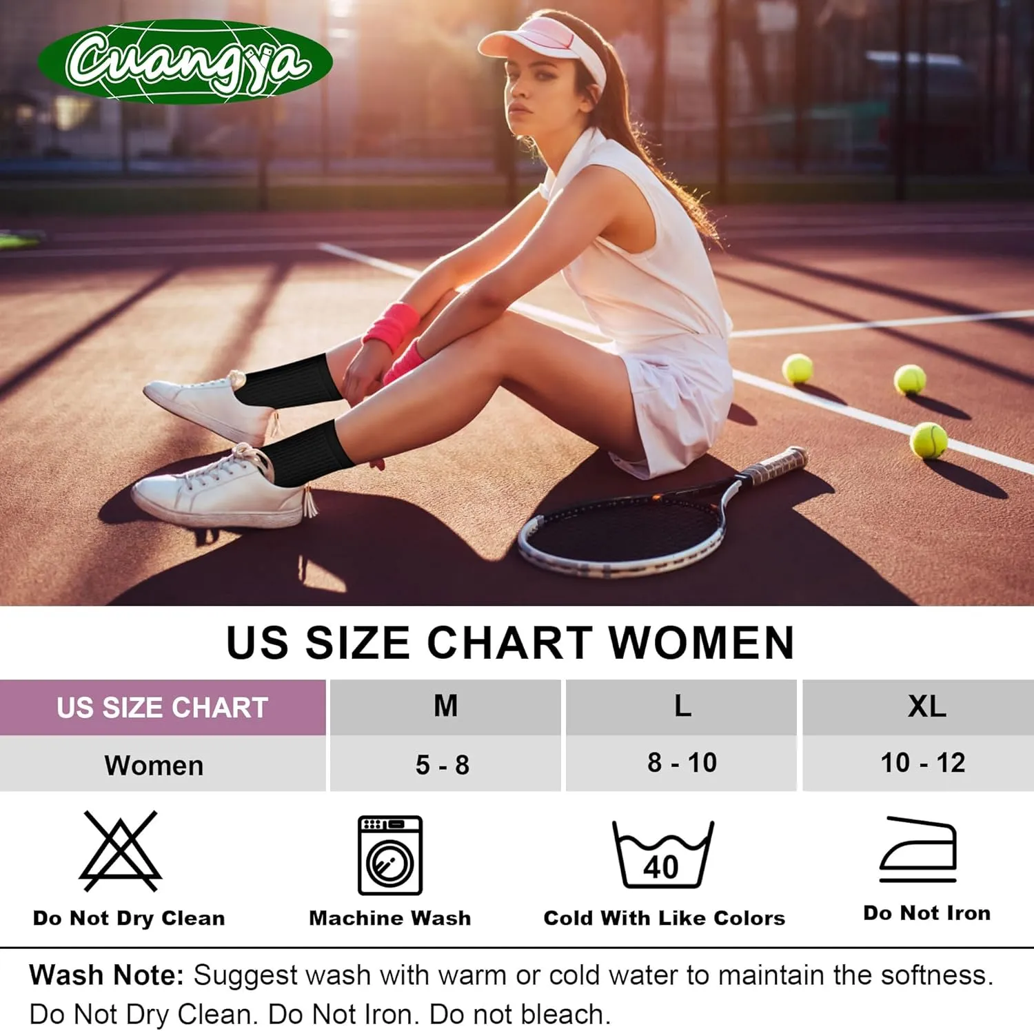 Crew Socks Women Athletic Hiking Running Cushioned Compression Socks 3-5 Pairs