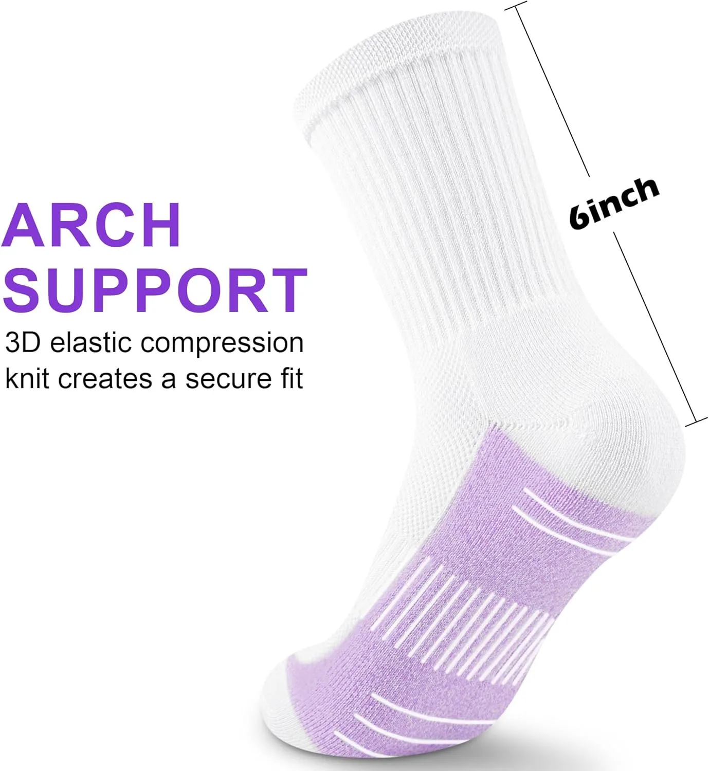 Crew Socks Women Athletic Hiking Running Cushioned Compression Socks 3-5 Pairs