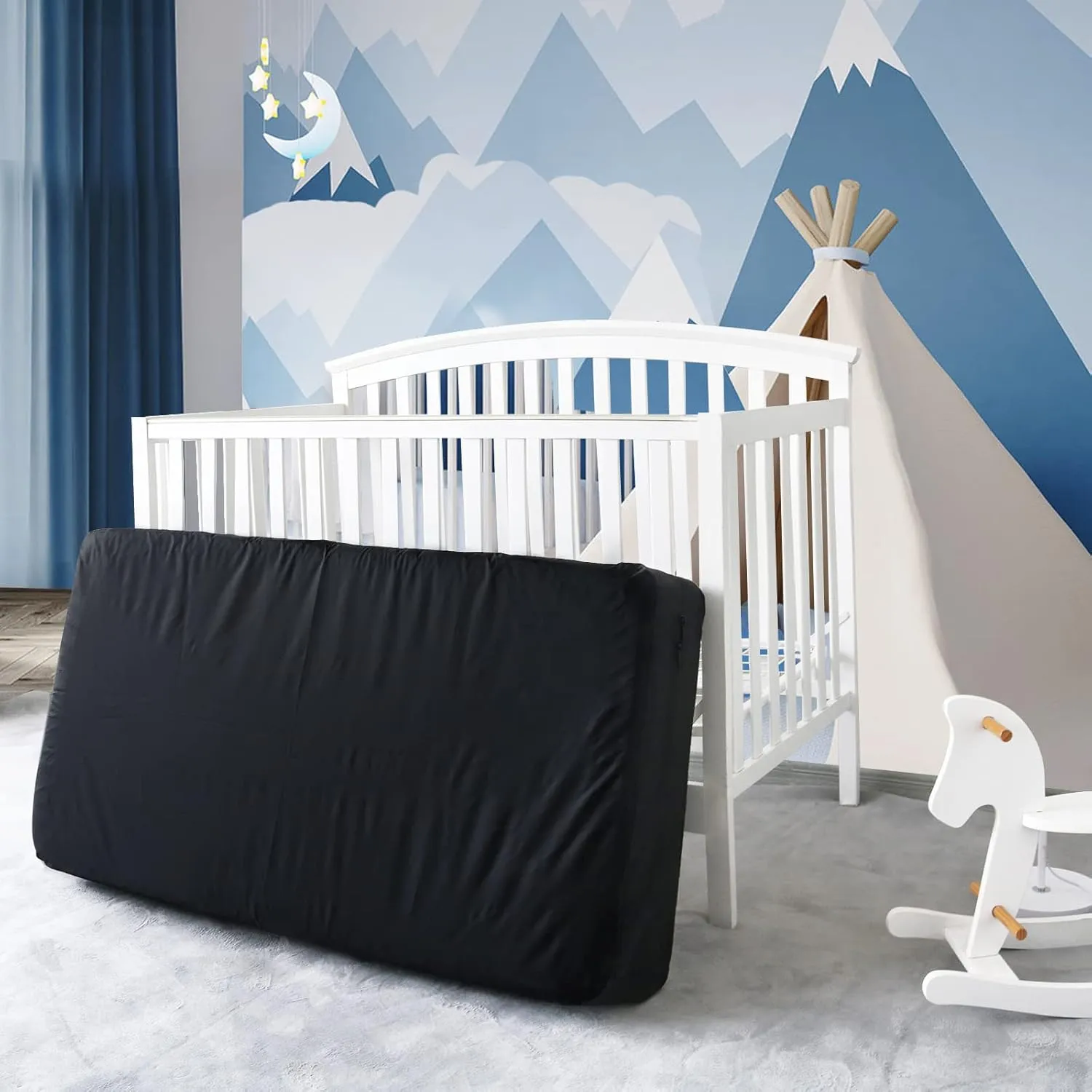 Crib Mattress Bags for Moving, Waterproof Crib Size Mattress Storage Bag, Zippered Reusable Mattress Cover for Moving and Storage, Heavy Duty, Black