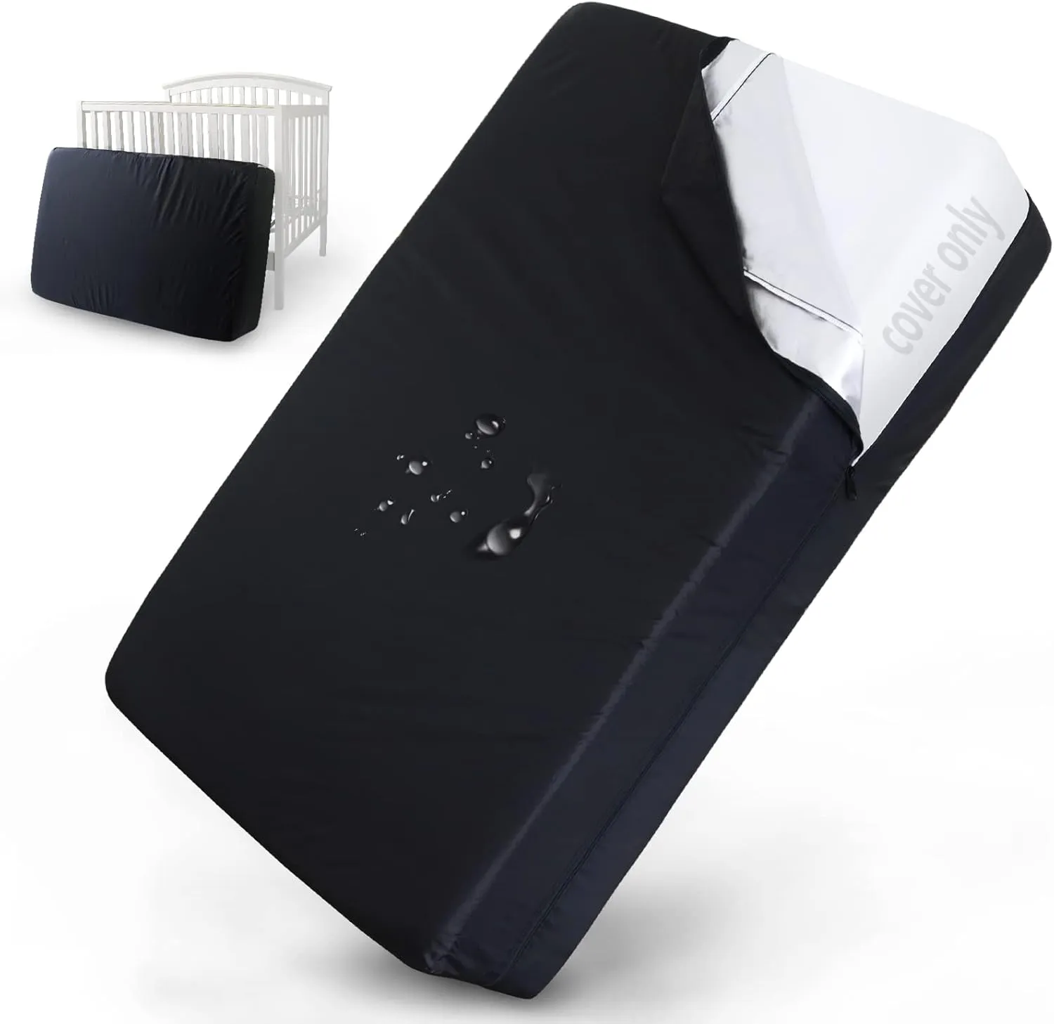 Crib Mattress Bags for Moving, Waterproof Crib Size Mattress Storage Bag, Zippered Reusable Mattress Cover for Moving and Storage, Heavy Duty, Black