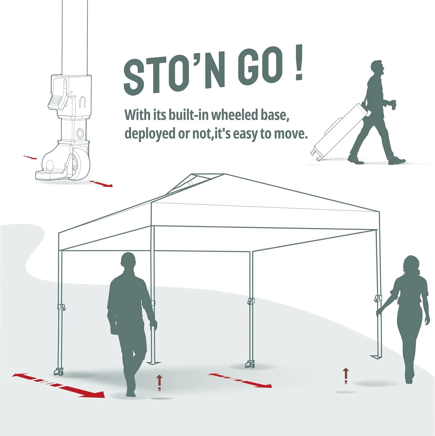 CROWN SHADES 12x12 Pop Up Canopy Outside Canopy, Patented One Push Tent Canopy with Wheeled Carry Bag, Bonus 8 Stakes and 4 Ropes, White