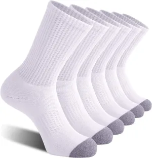 CS CELERSPORT 6 Pack Men's Cotton Athletic Crew Socks Full Cushioned Work Boot Socks